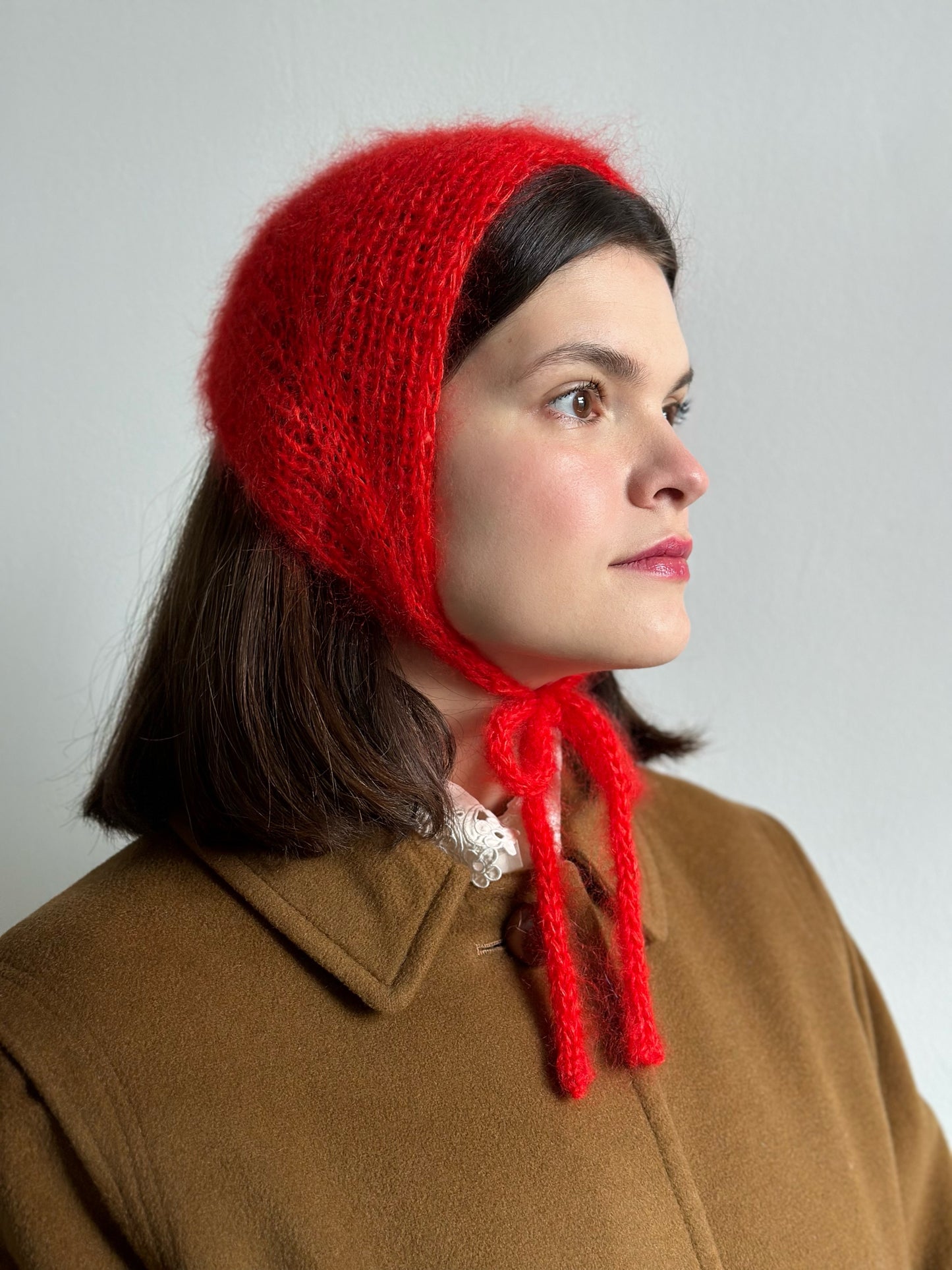 Handmade Silk & Mohair Bonnet - Scarlet Red