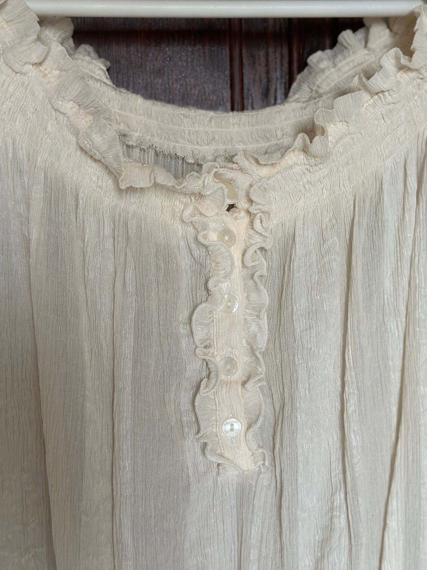 100% Silk Ivory Ruffle Top