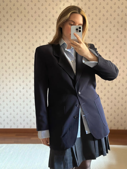 Vintage Blue Wool Blazer