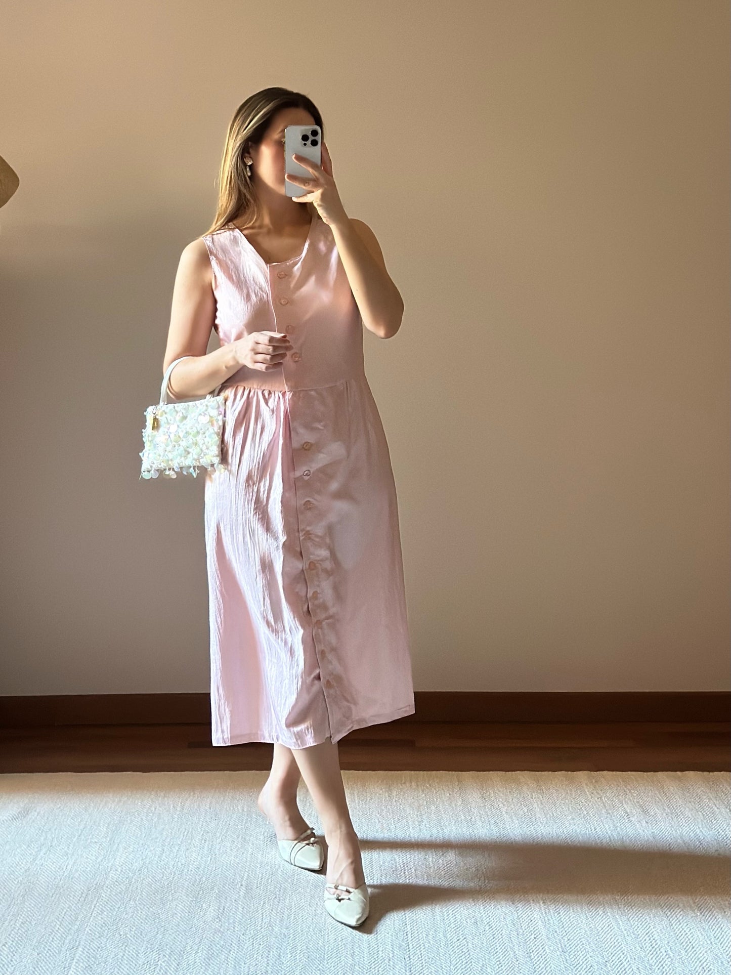 100% Silk Baby Pink Dress