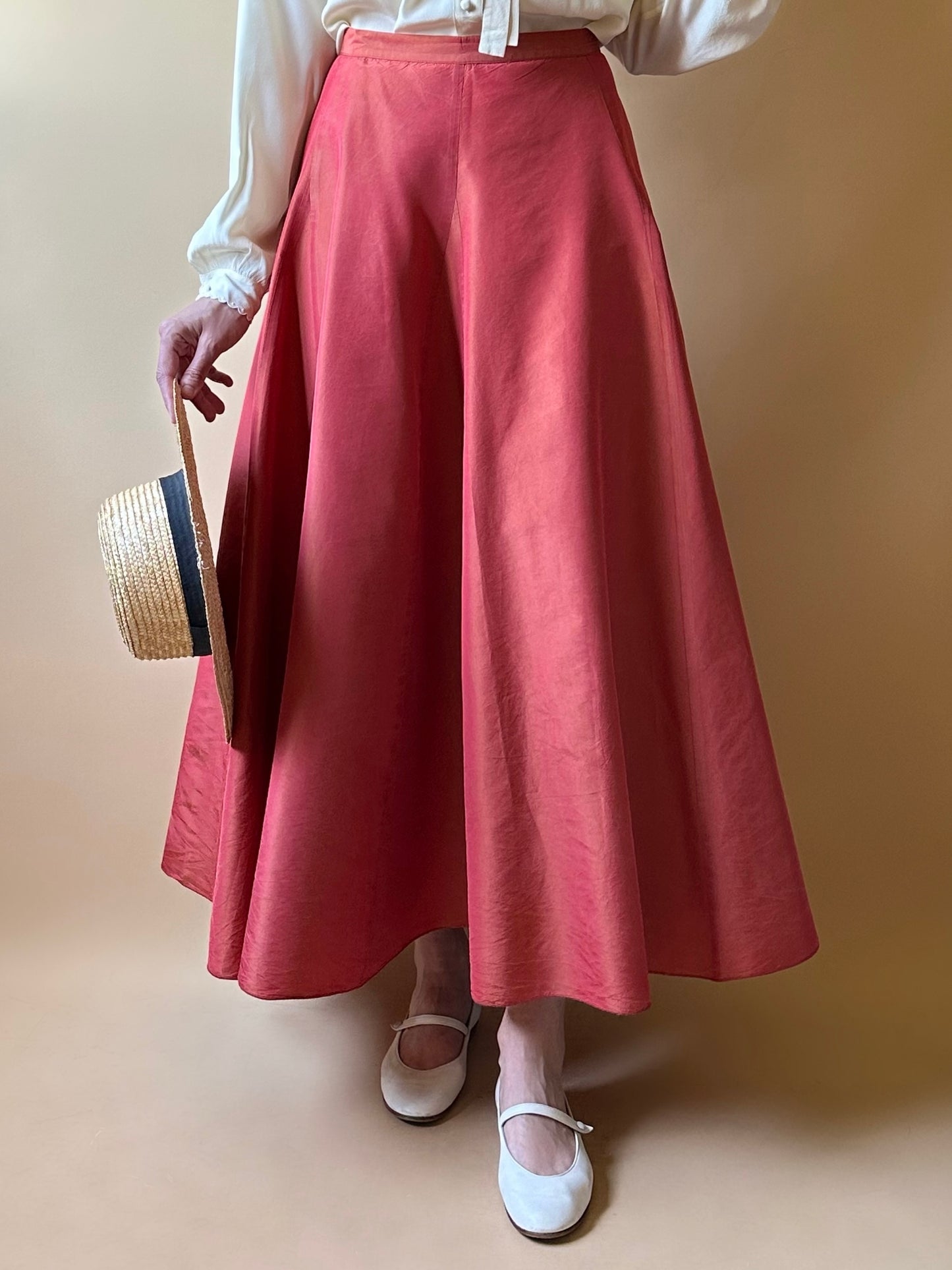 Vintage Silk Shantung Paneled Maxi Skirt