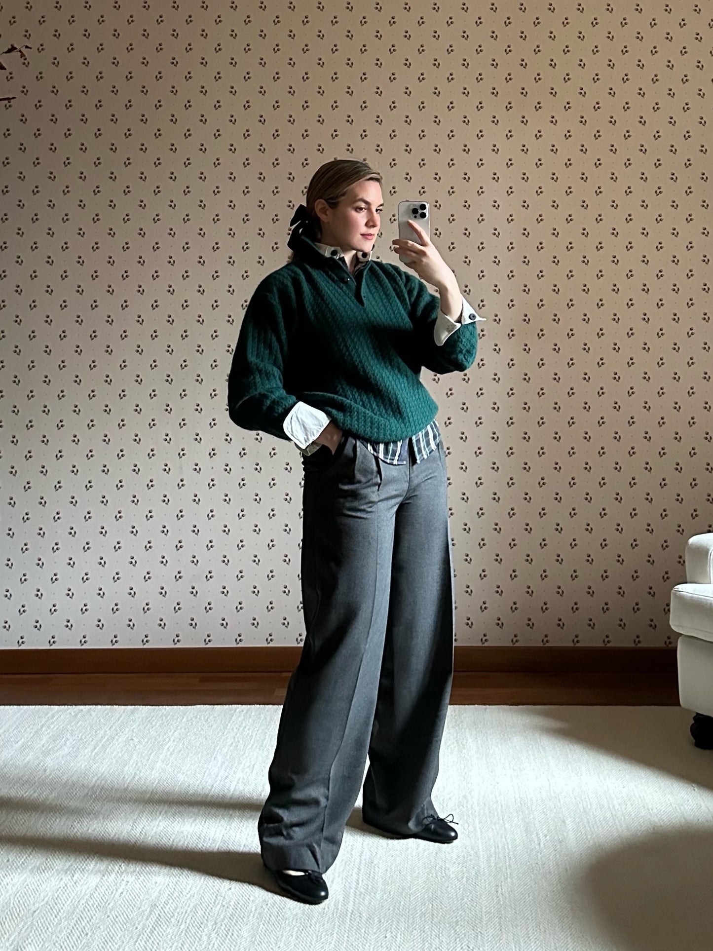Gray Wool & Viscose Trousers