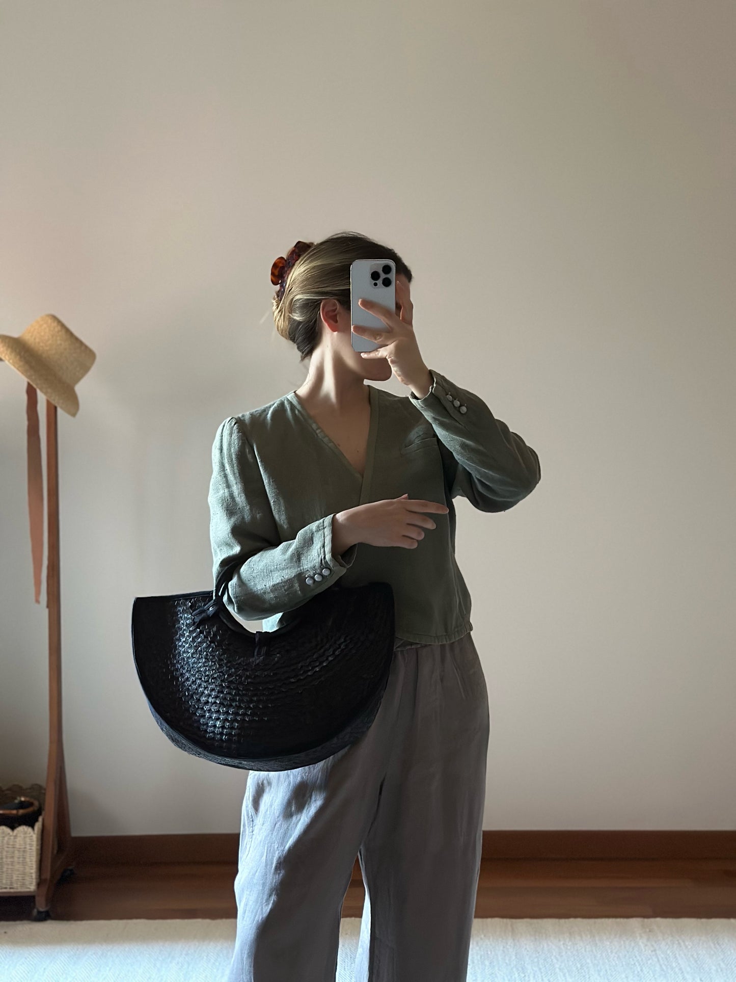 Black Rafia Handbag