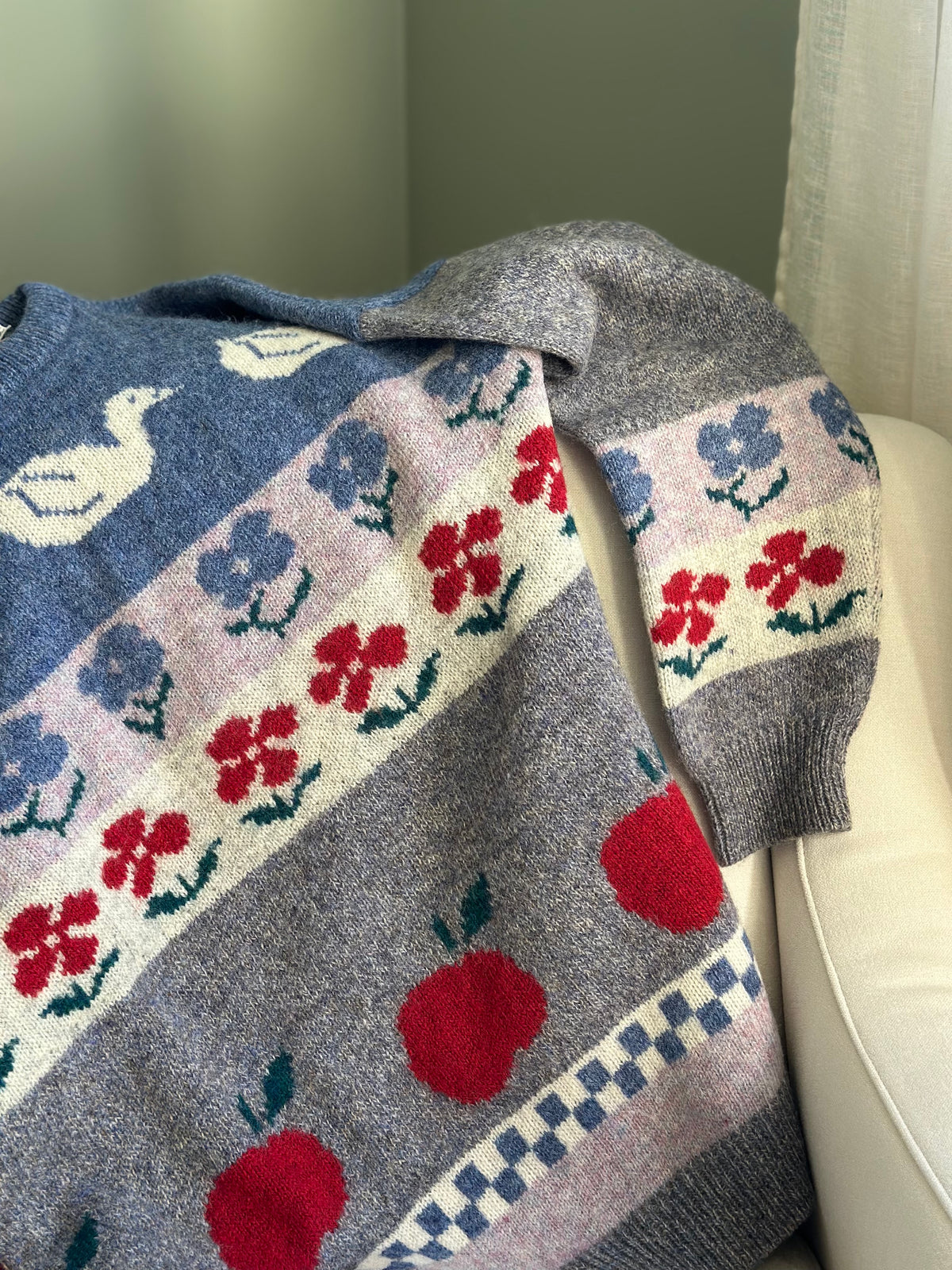 Pure Wool Apples & Ducks Irish Sweater
