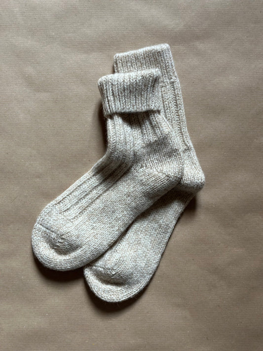 Vintage White Mélange Wool & Alpaca Socks