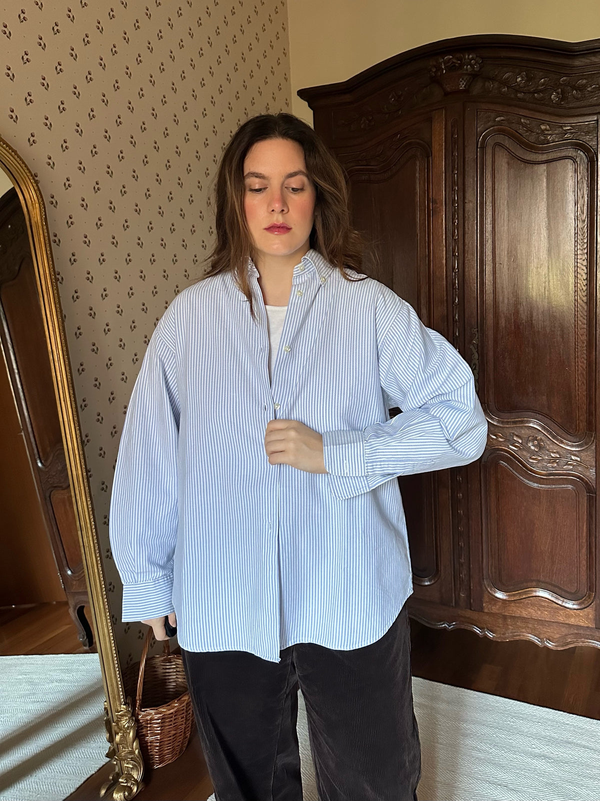Light Blue & White Striped Cotton Shirt