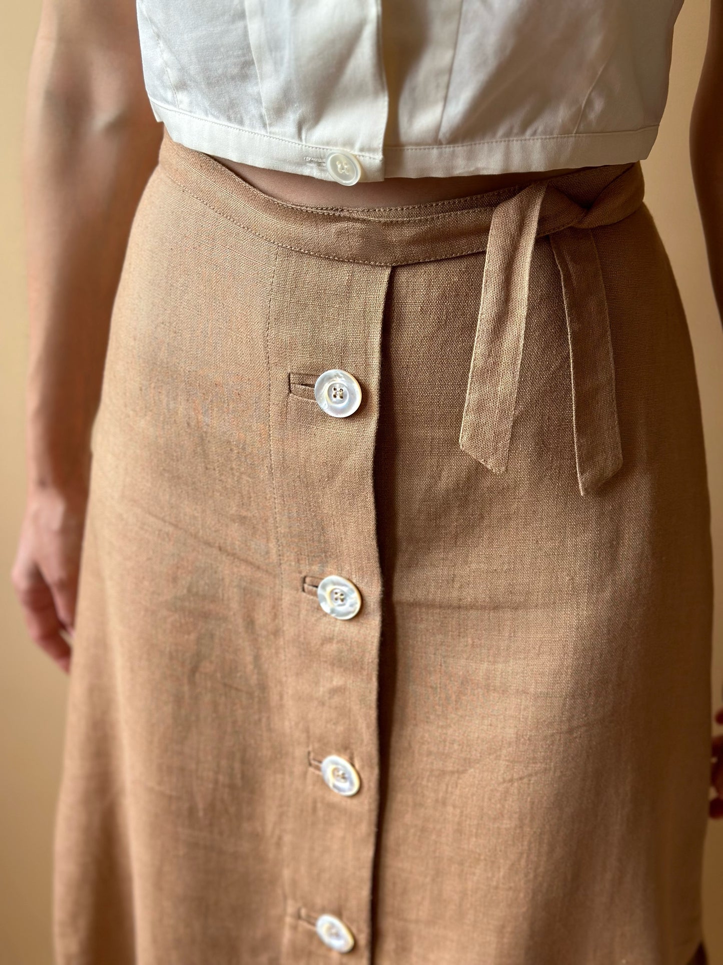 Vintage Max Mara Pure Linen Midi Skirt