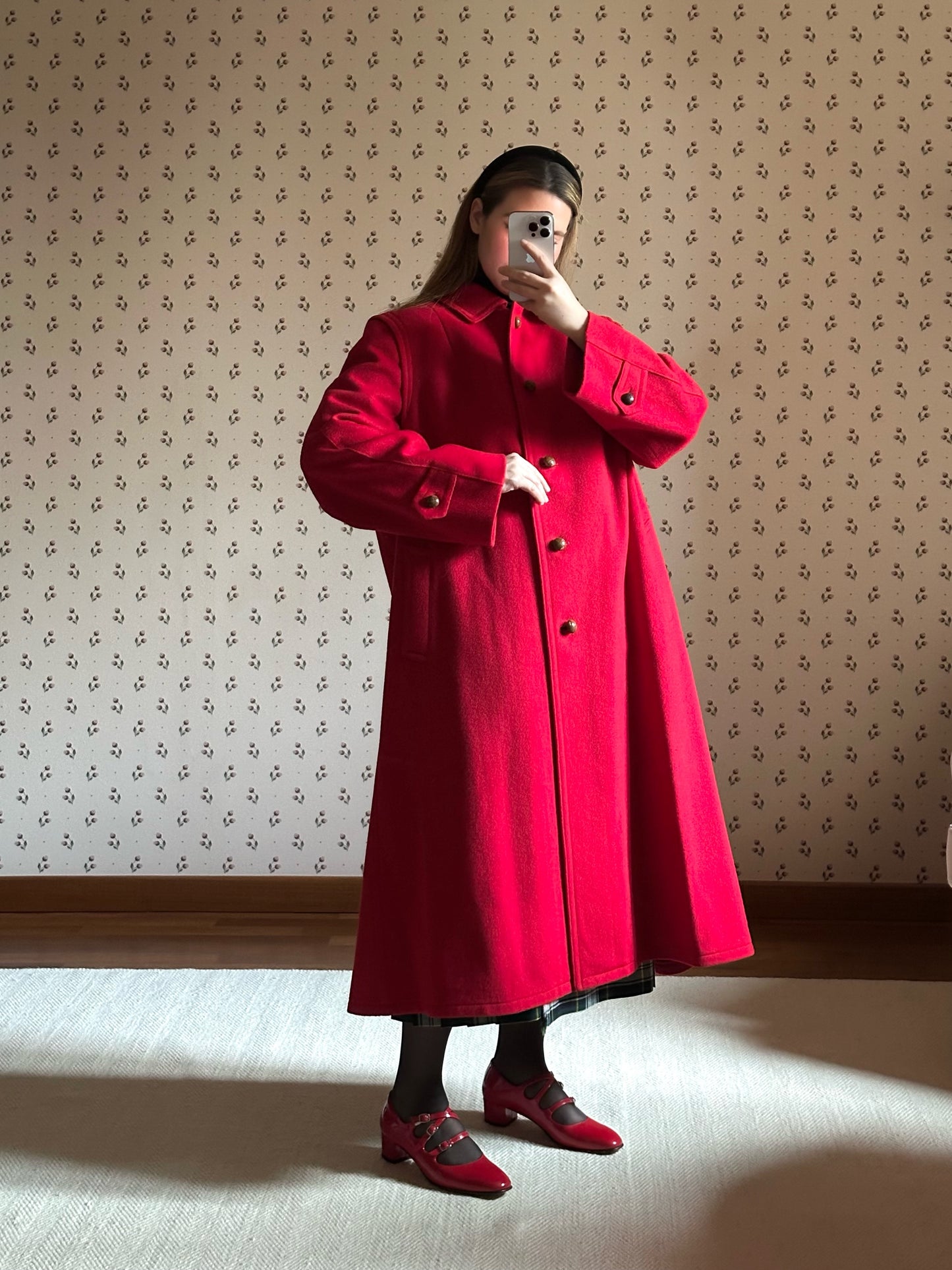 Pure Wool Scarlet Red Loden Coat