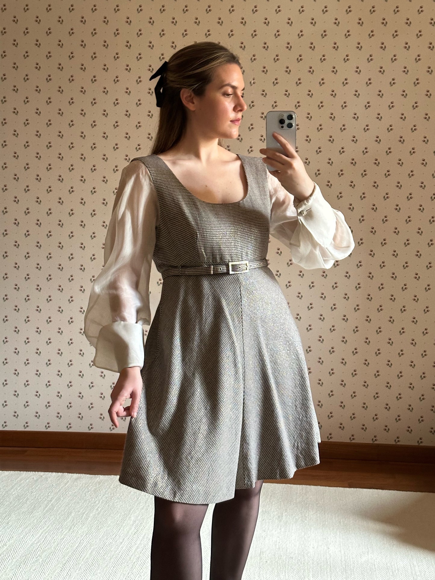 Vintage Gianfranco Ferré Wool Dress With Silk Organza Sleeves