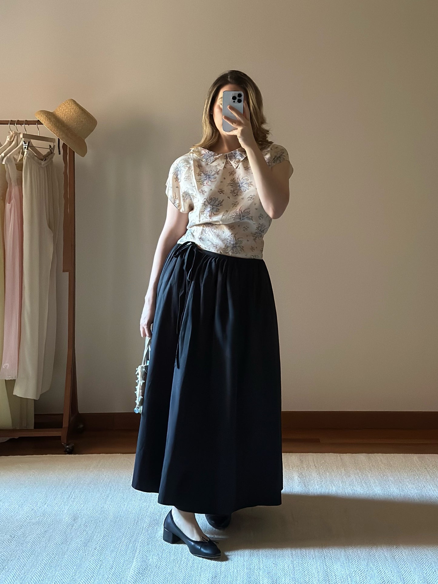 Something To Hold Black Cotton Wrap-Up Skirt