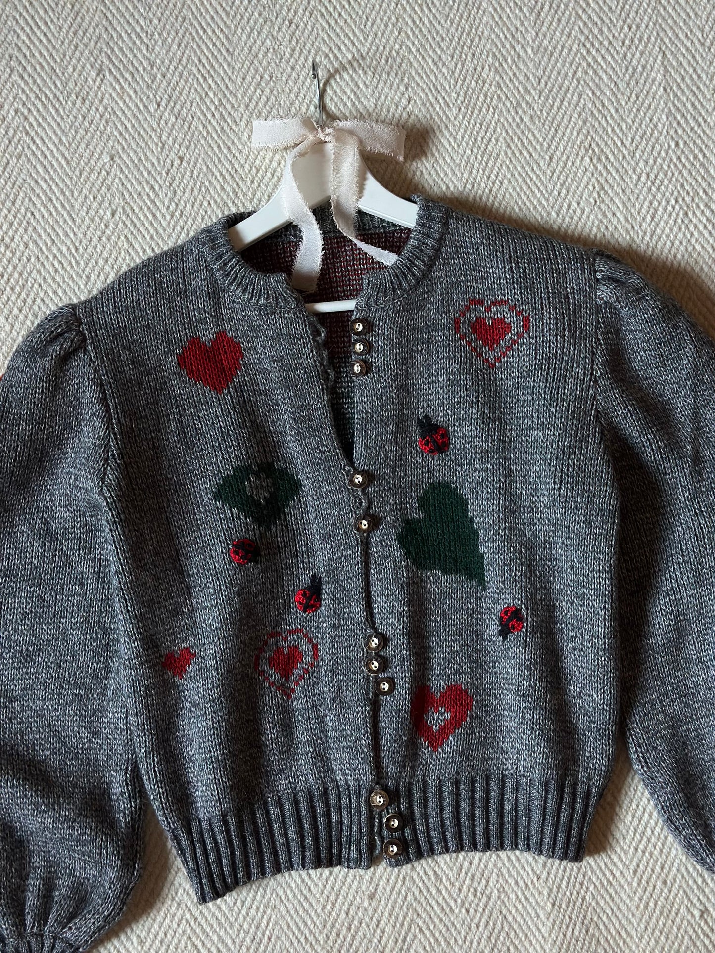 Vintage Austrian Hearts & Ladybirds Cardigan