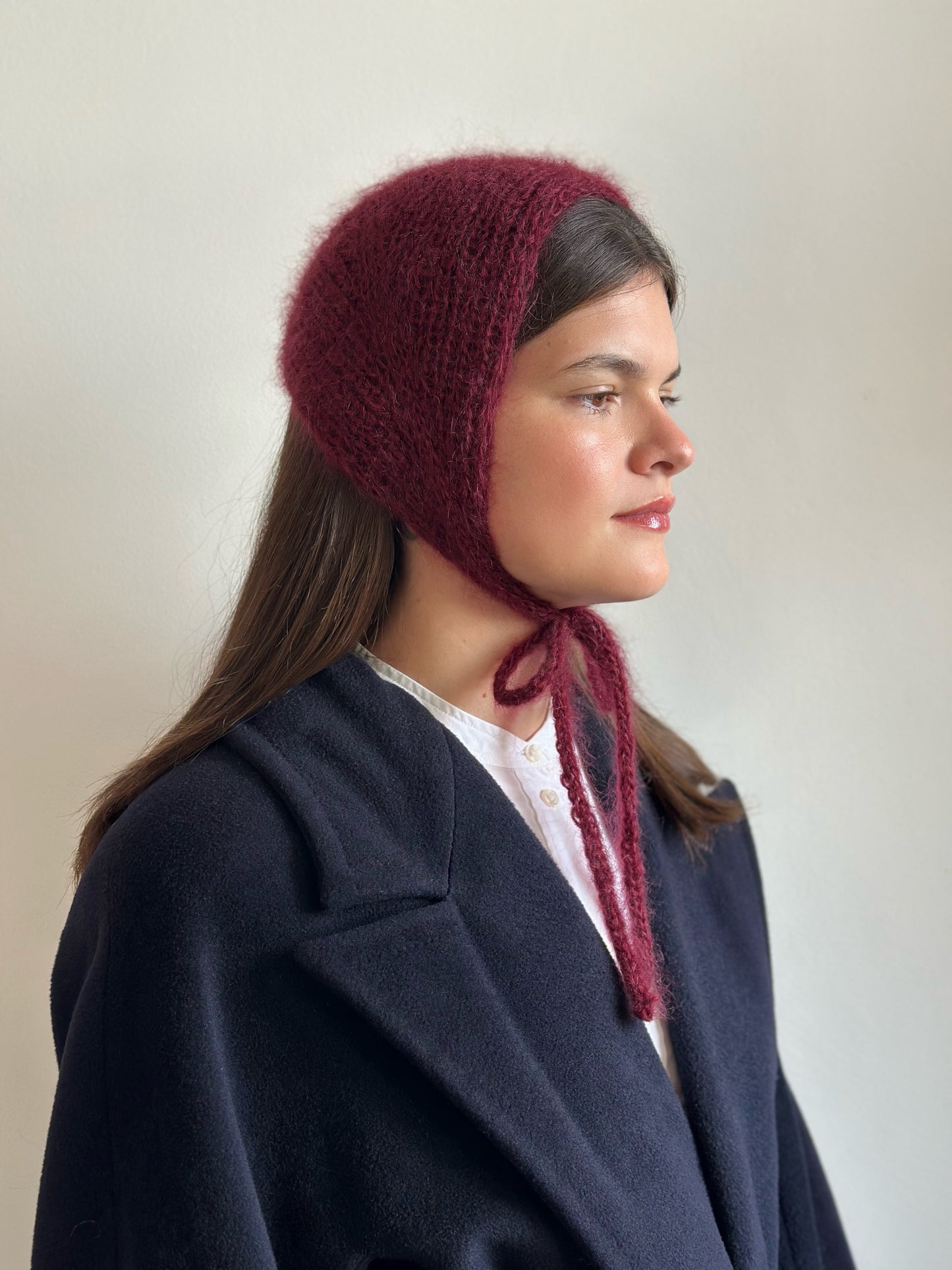 Handmade Silk & Mohair Bonnet -  Deep Merlot