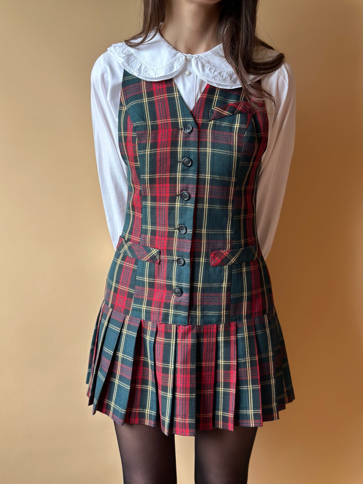 Vintage Tartan Pleated Dress