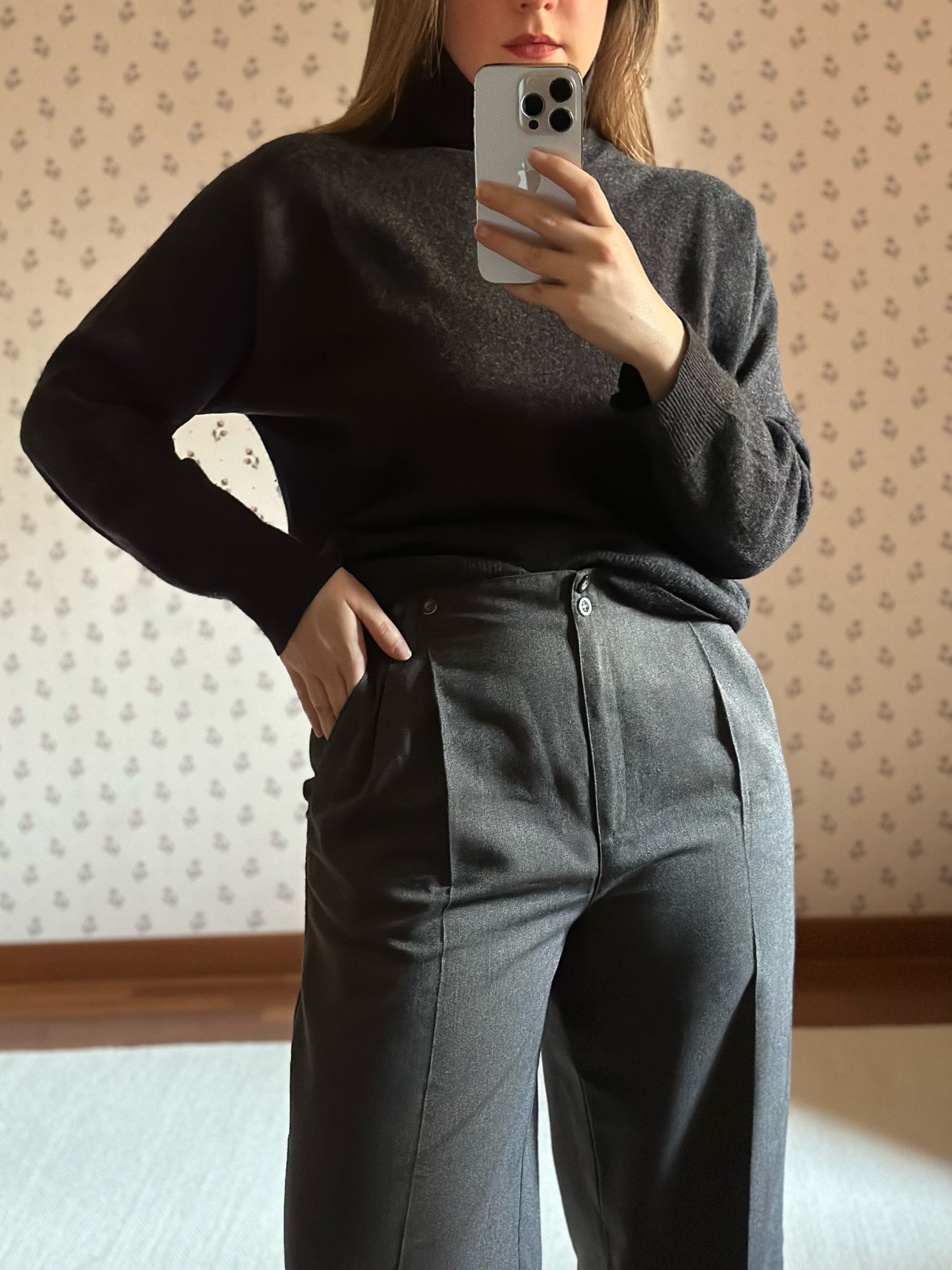 Gray Wool & Viscose Trousers