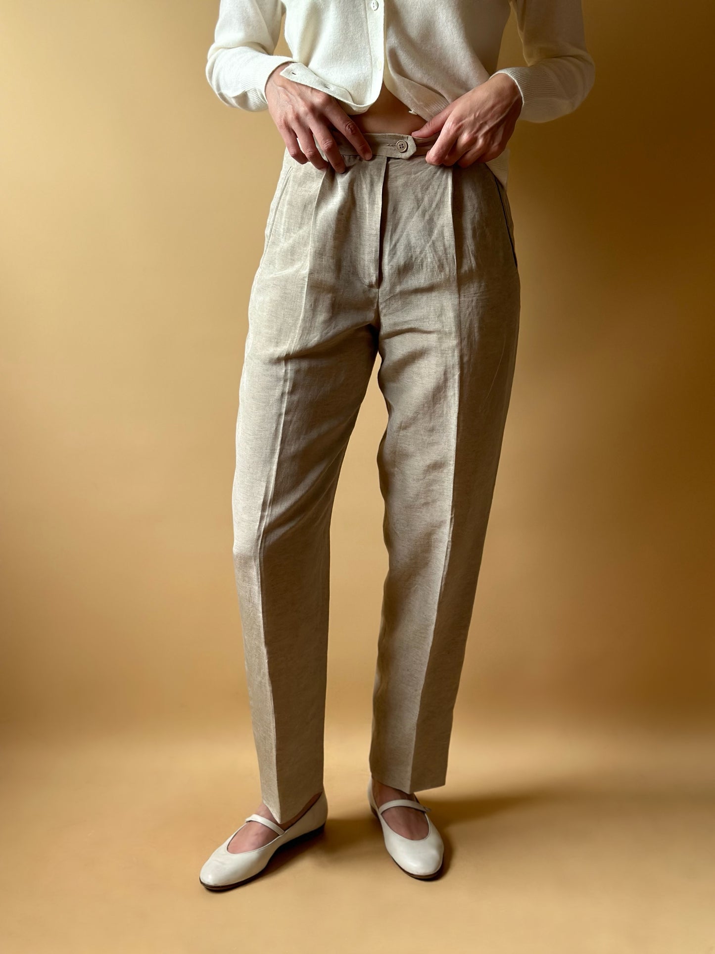 Vintage Max Mara Beige Silk Trousers