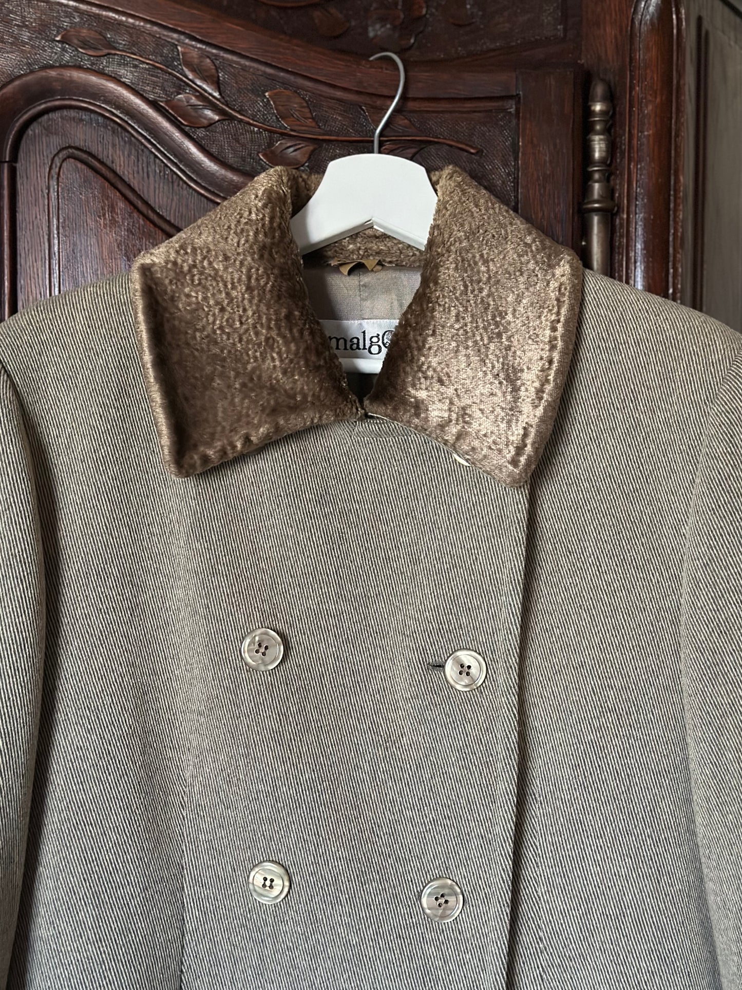 Double Breasted Short Taupe Coat