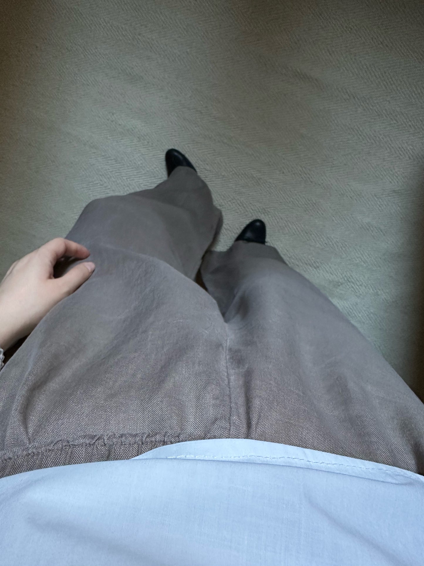 Pure Linen Taupe Palazzo Pants