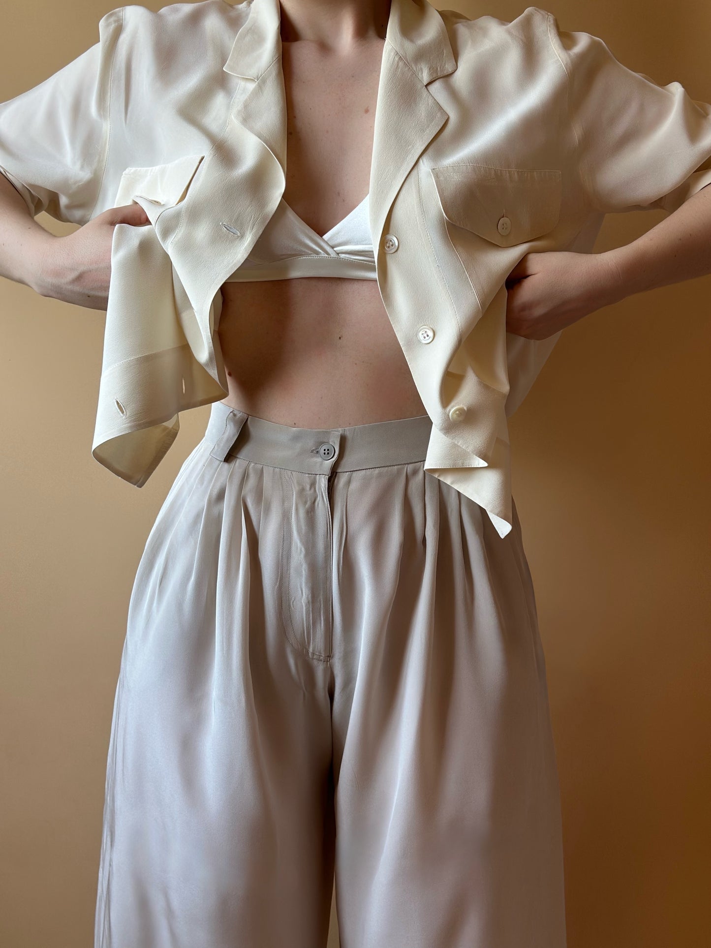Vintage Pure Silk Sand Trousers