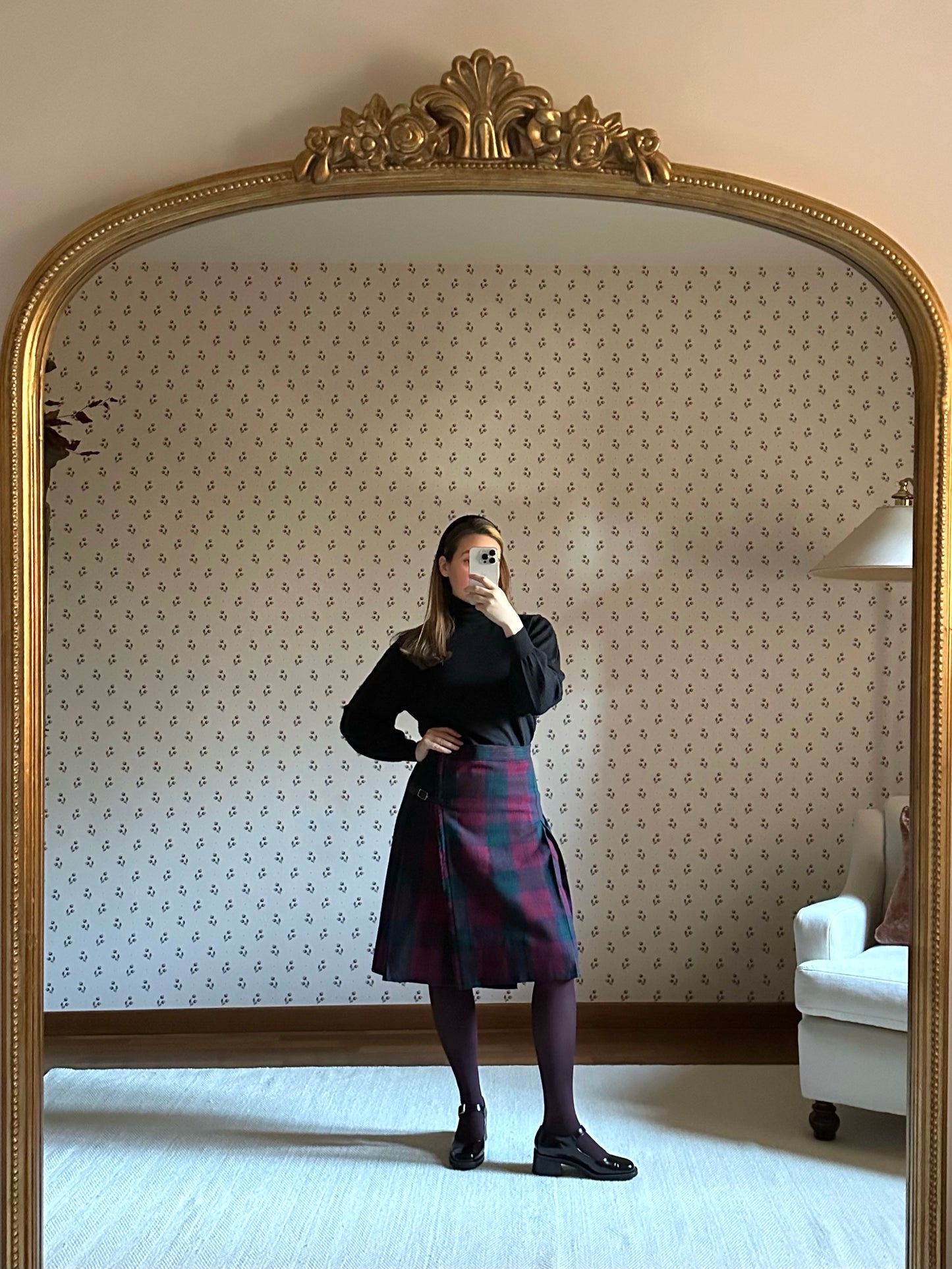 Vintage Wool Burgundy Tartan Kilt
