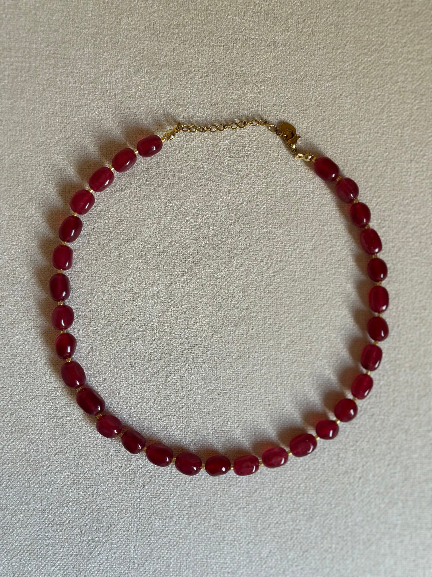 Vintage Garnet Necklace With Golden Details