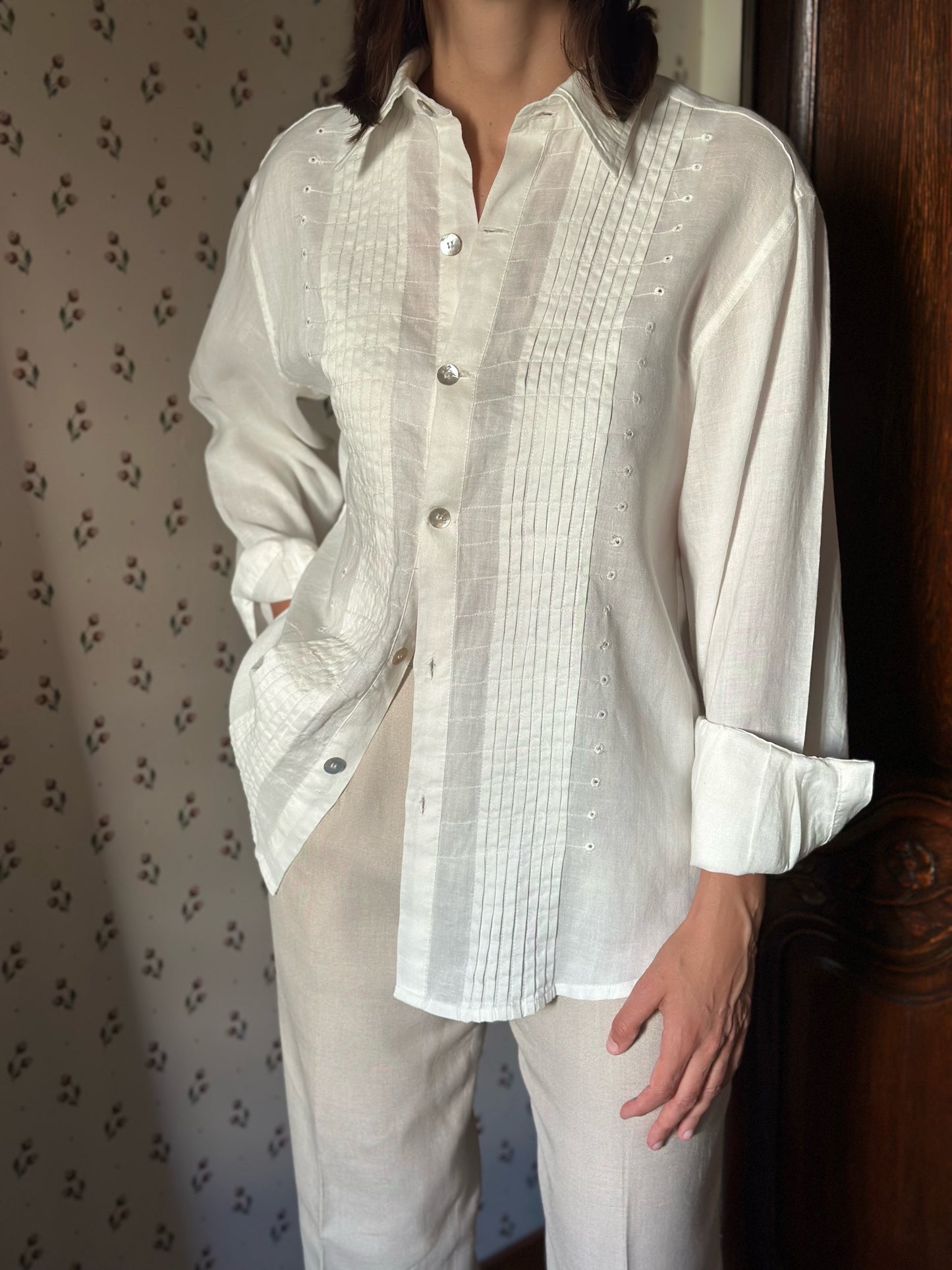 100% Linen Oversized White Shirt