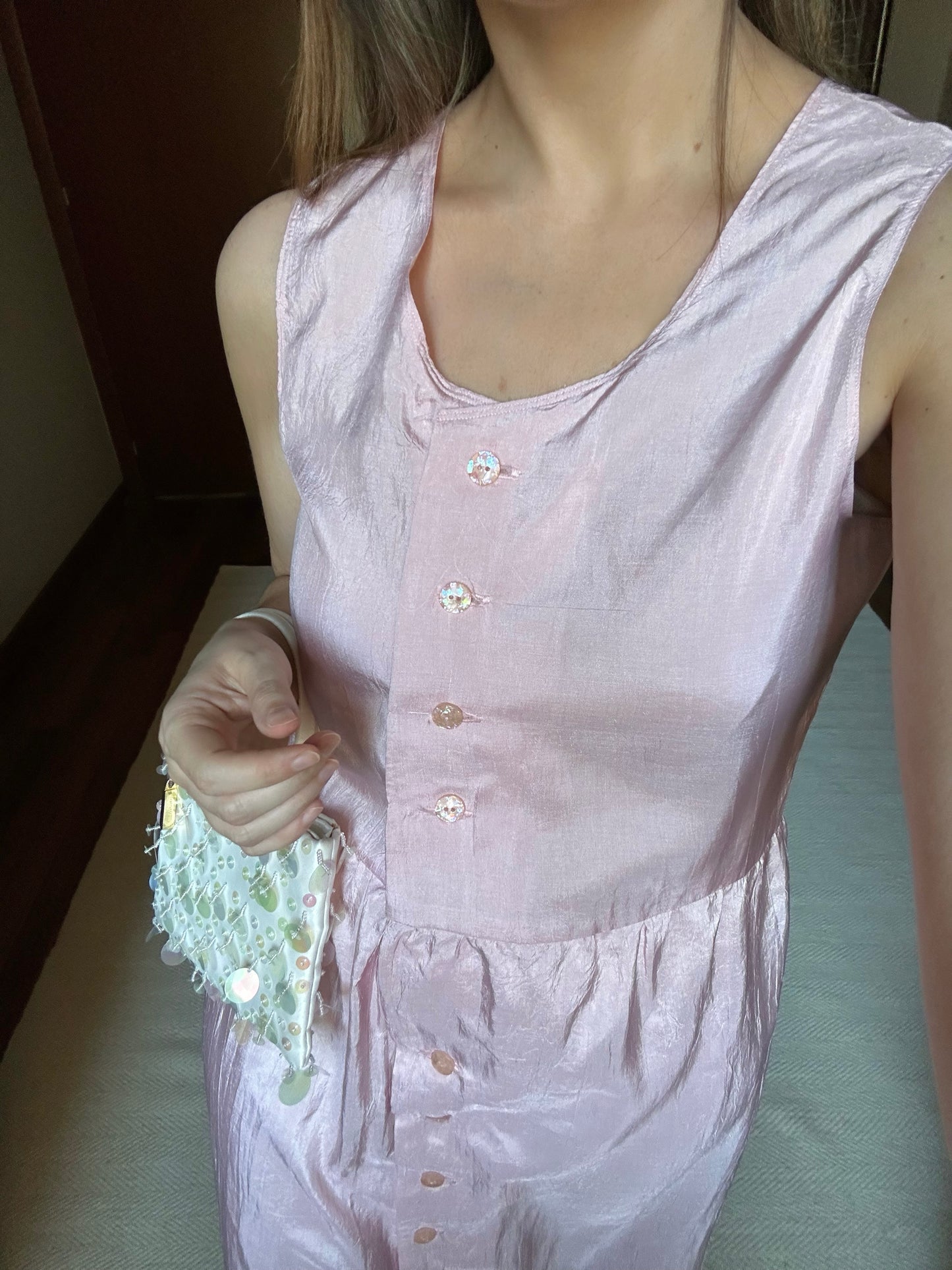 100% Silk Baby Pink Dress