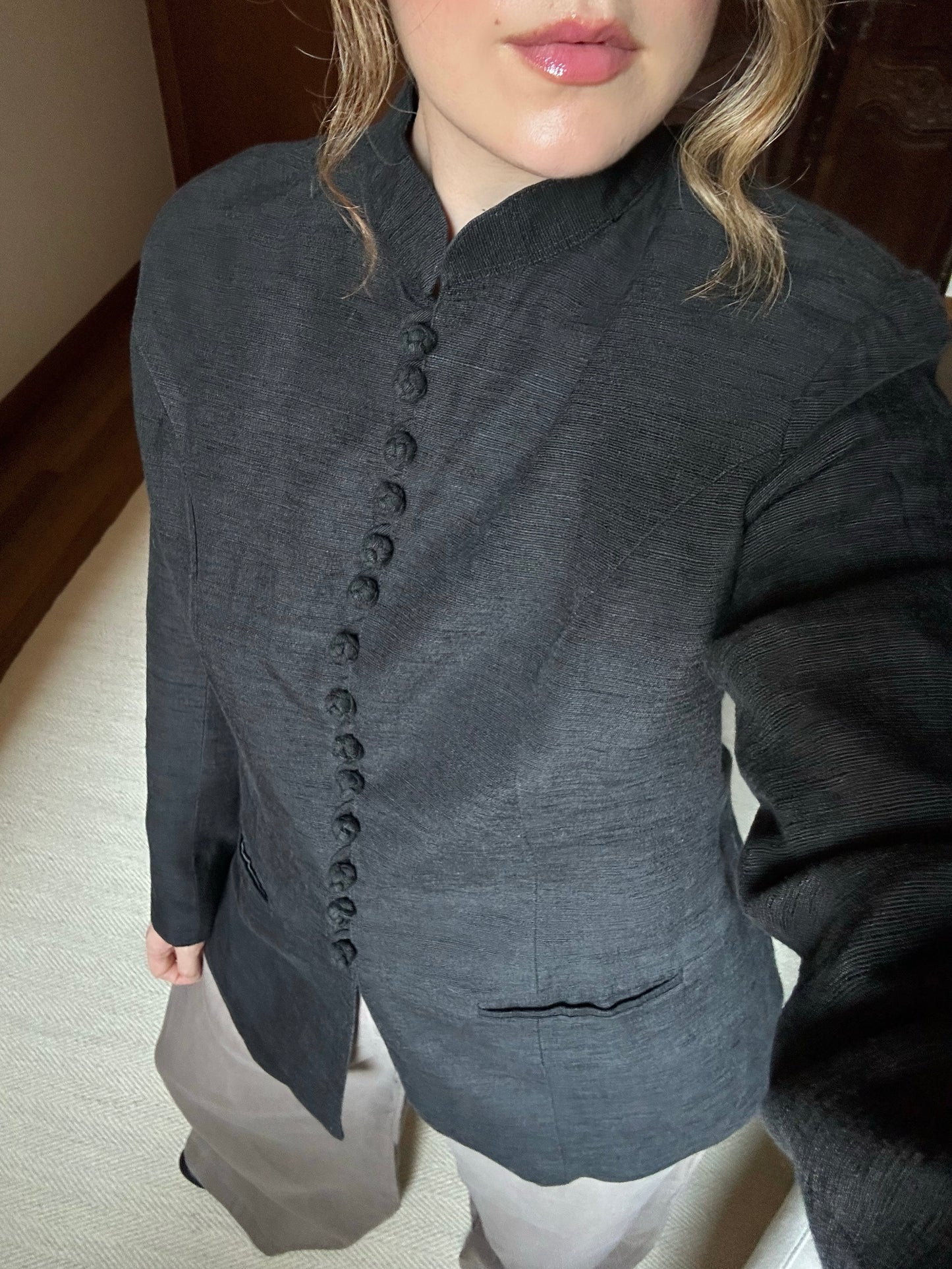 100% Silk Black Blazer