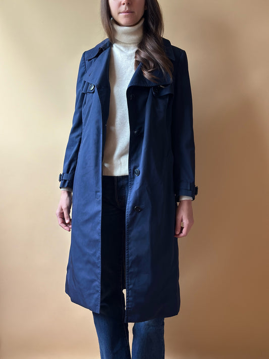 Vintage Sealup Navy Blue Trench Coat