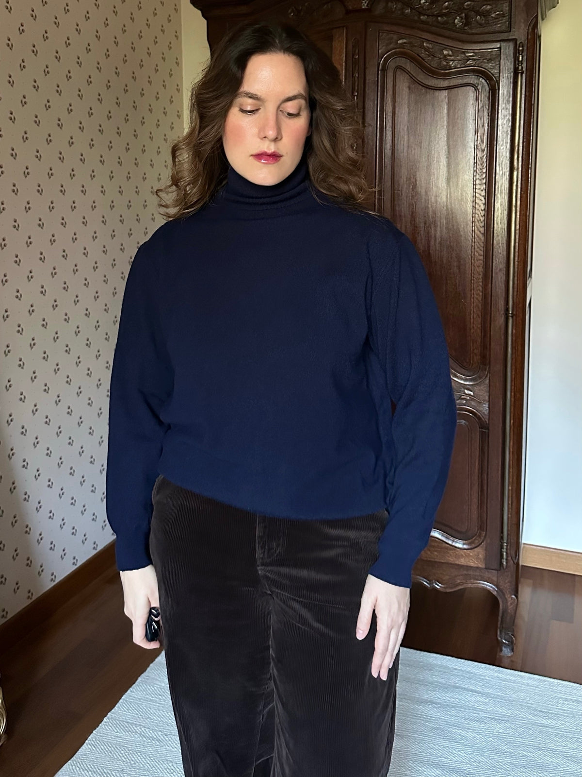 Pure Wool Navy Blue Turtleneck