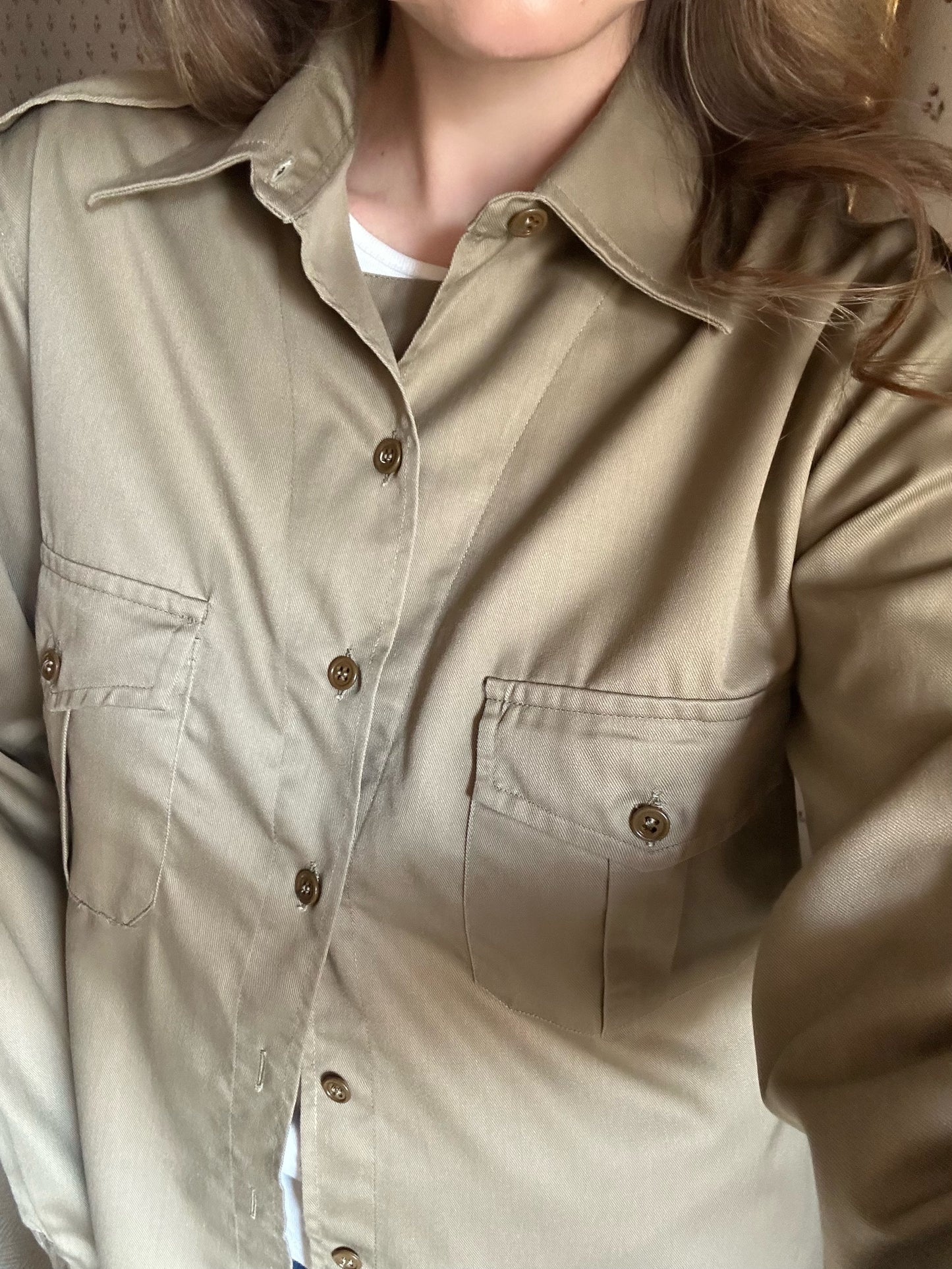 Khaki Cotton Military Shirt/Jacket