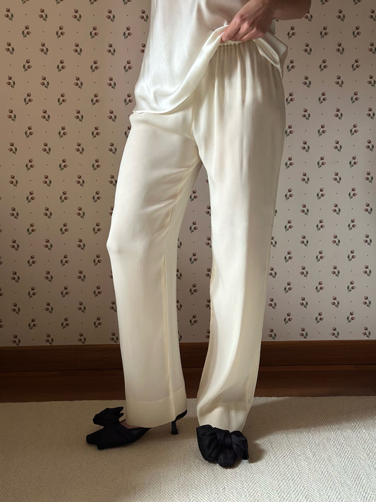 Gianfranco Ferré Ivory White Silk Blend Trousers