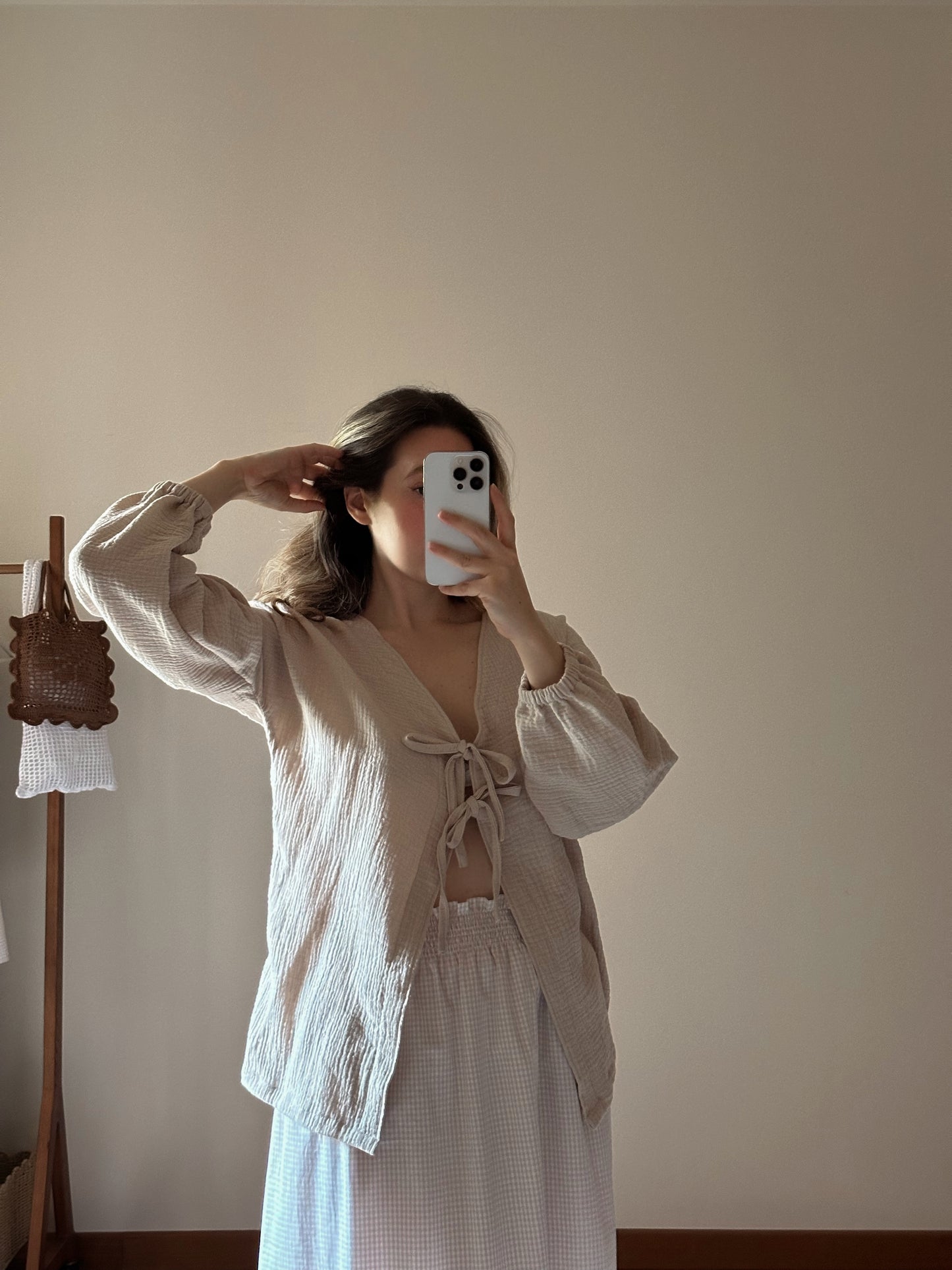 Cotton Muslin Bow Blouse
