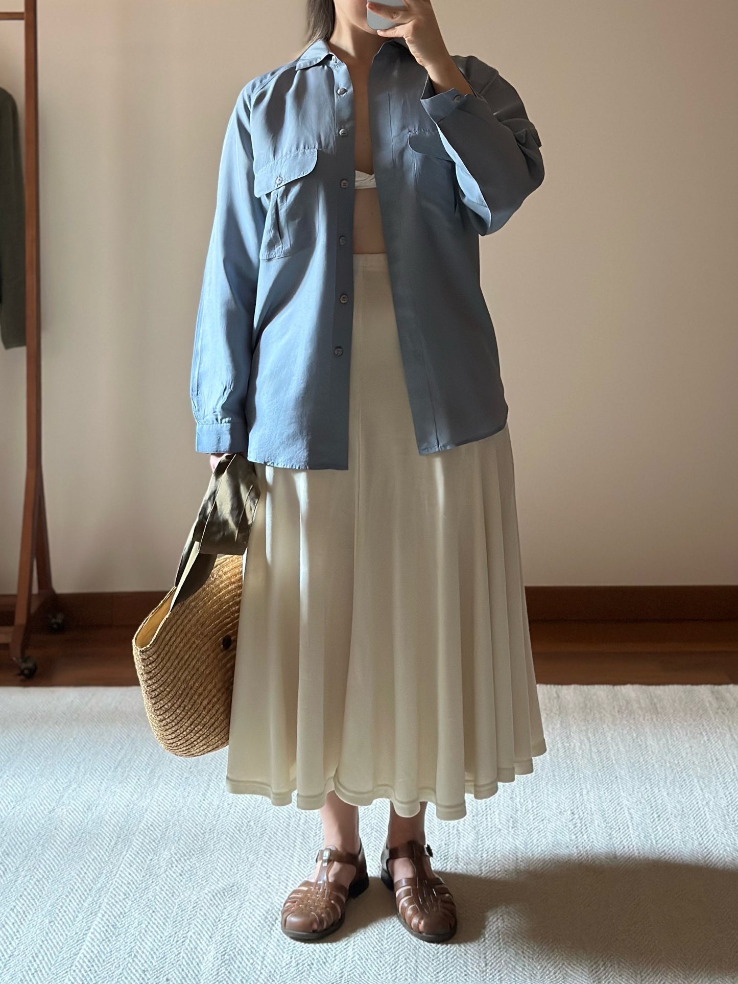 100% Silk Powder Bluse Shirt