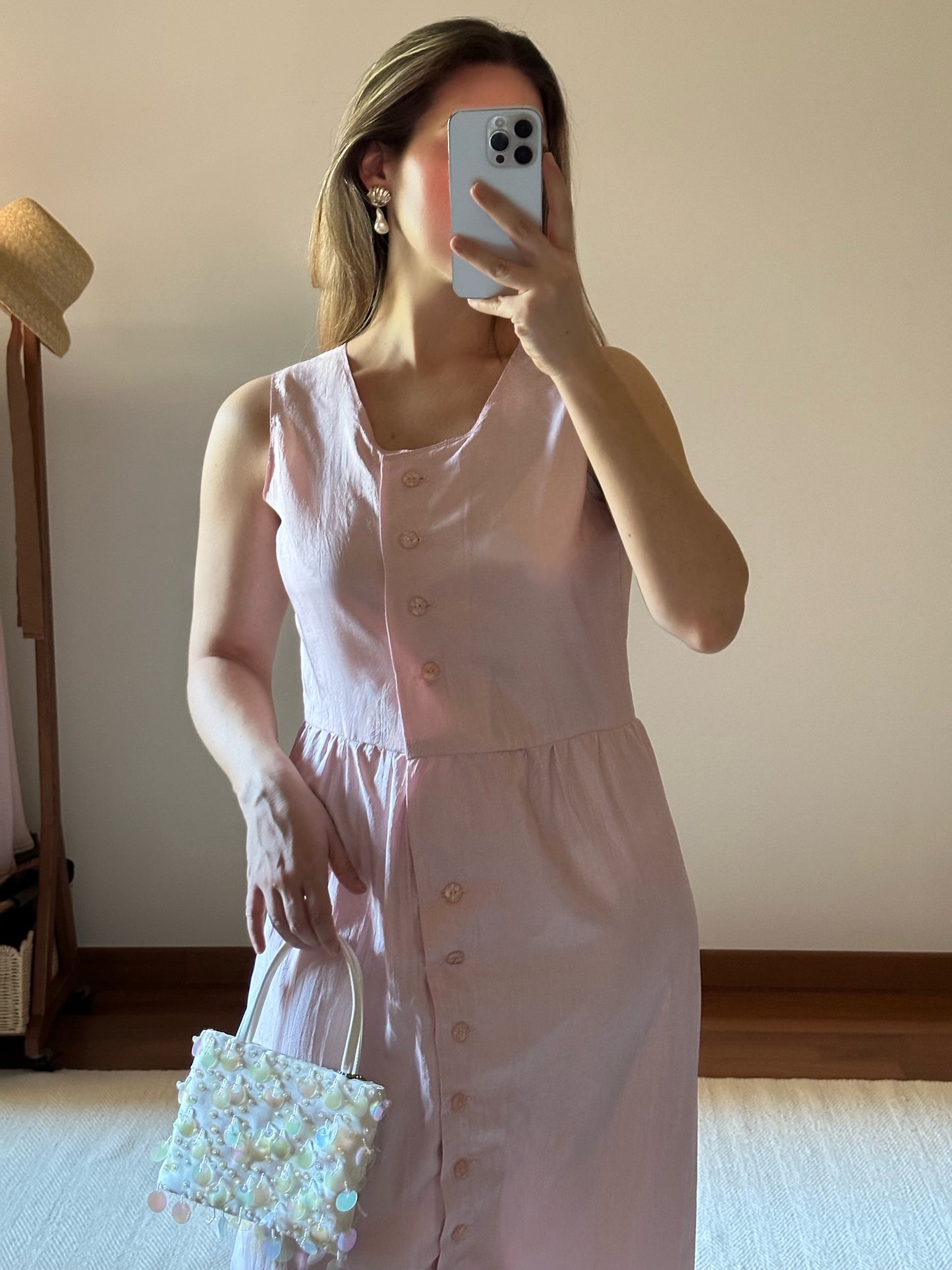 100% Silk Baby Pink Dress