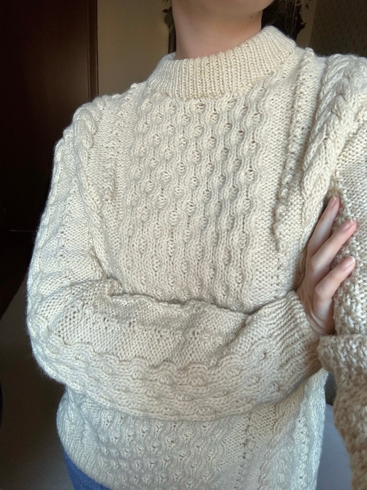 White Irish Cable Knit Sweater