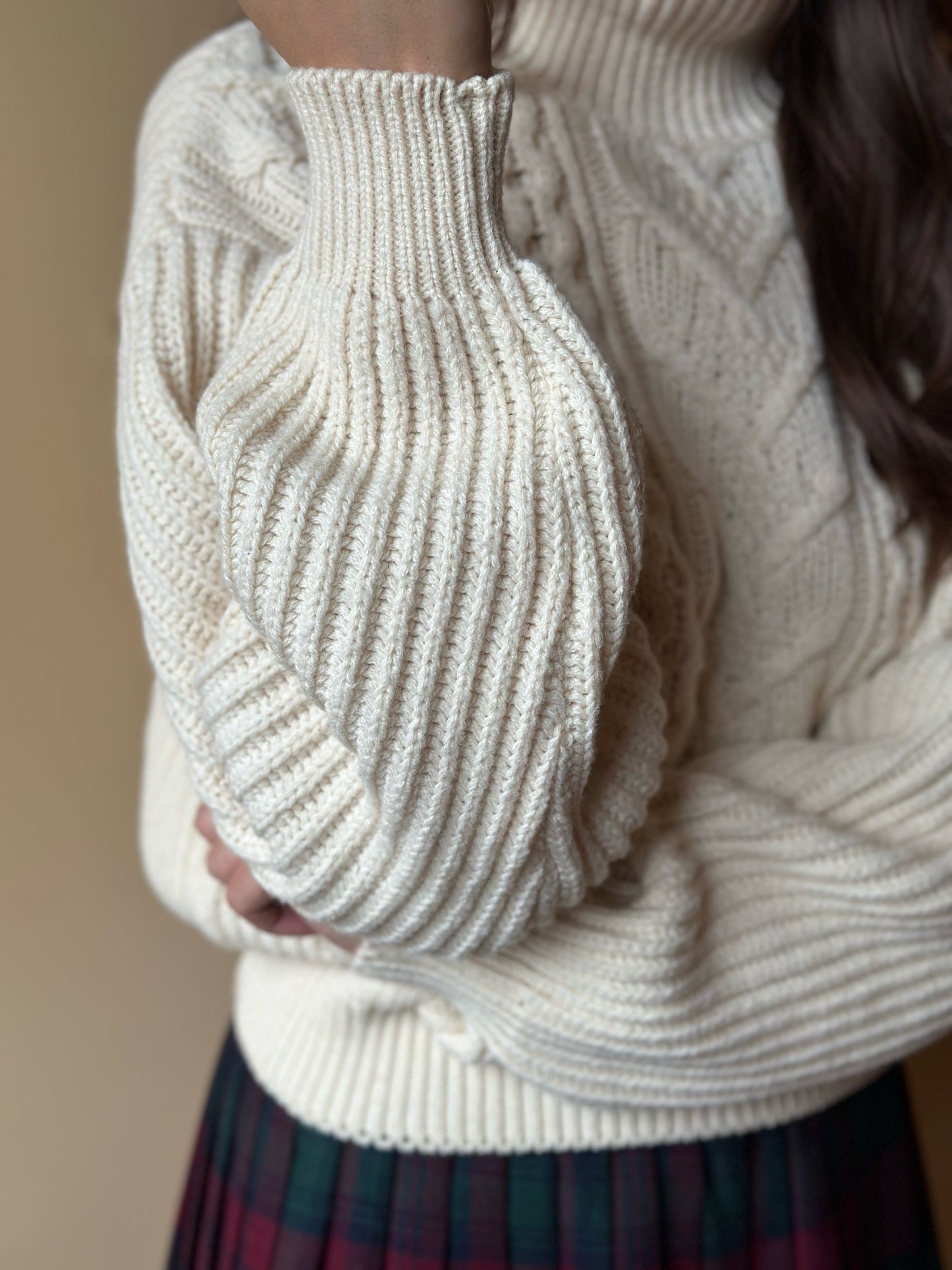 Vintage White Cable Knit Turtleneck