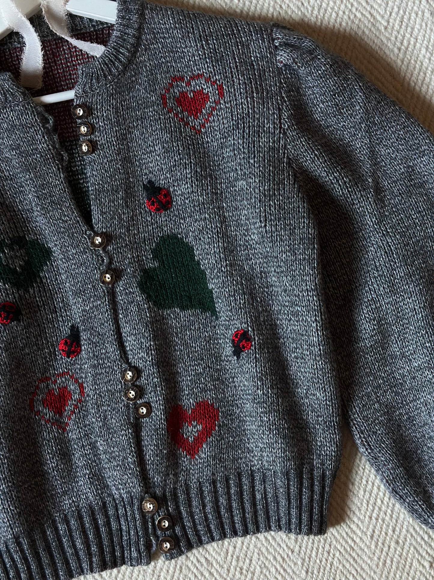 Vintage Austrian Hearts & Ladybirds Cardigan