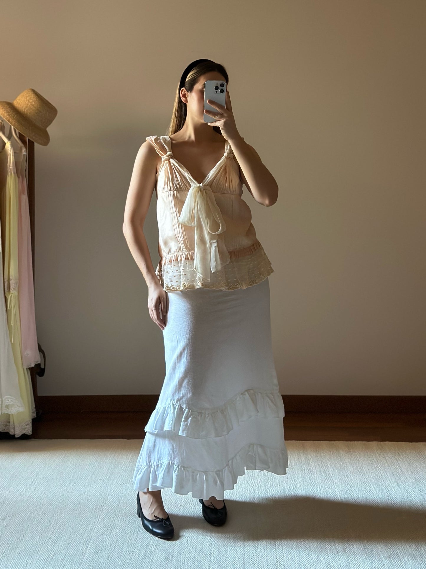 100% Silk Pink Lace Top
