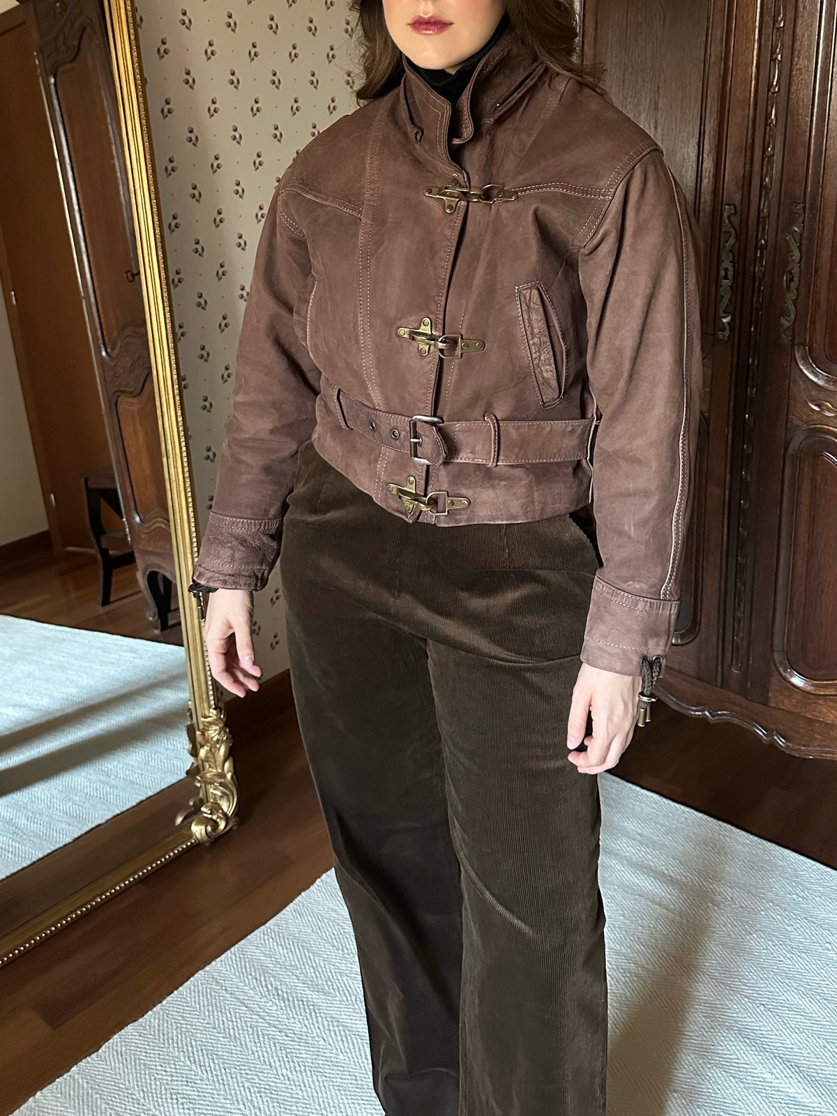 Brown Leather Biker Jacket