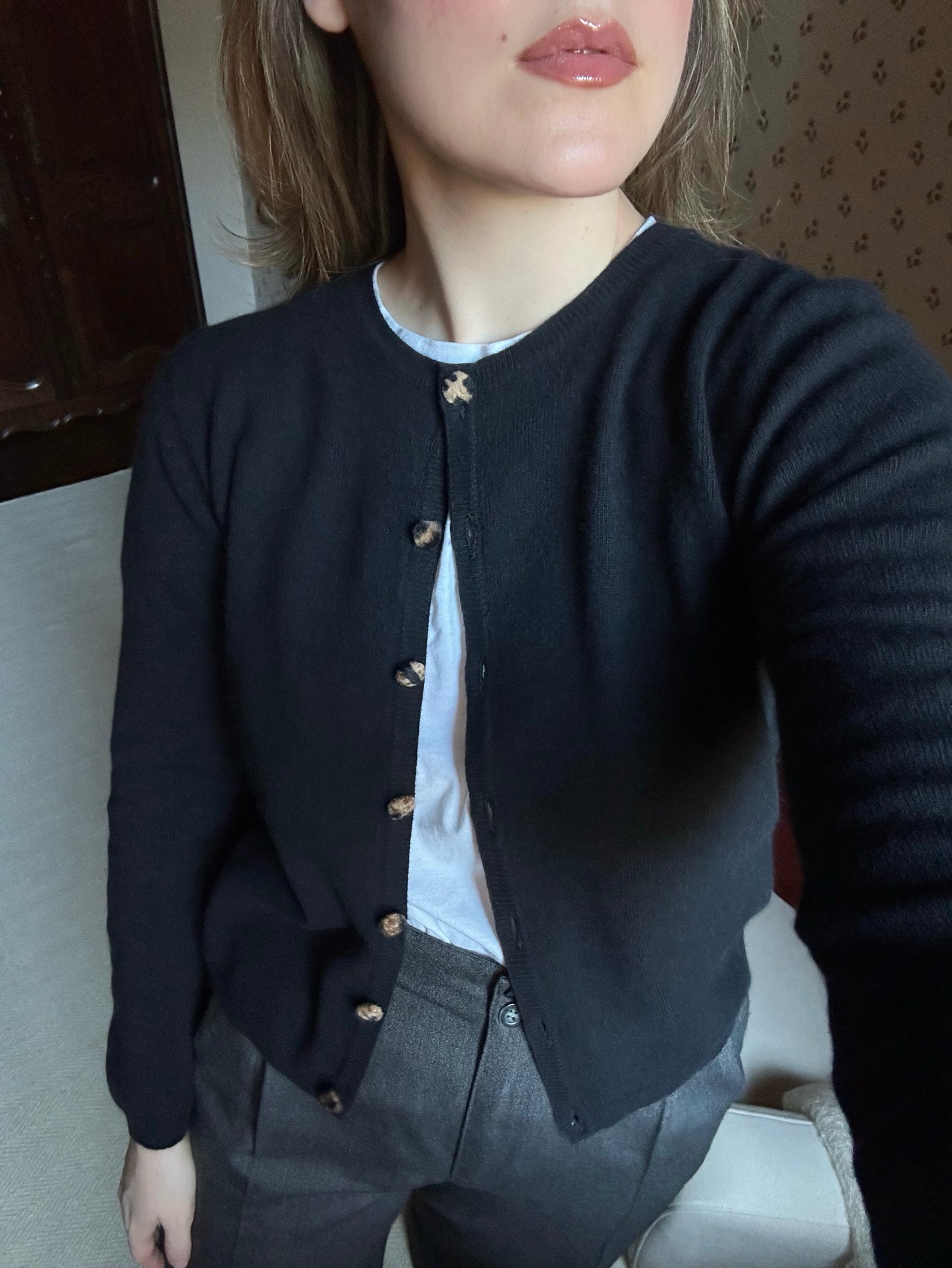 Blumarine Wool and Angora Black Cardigan