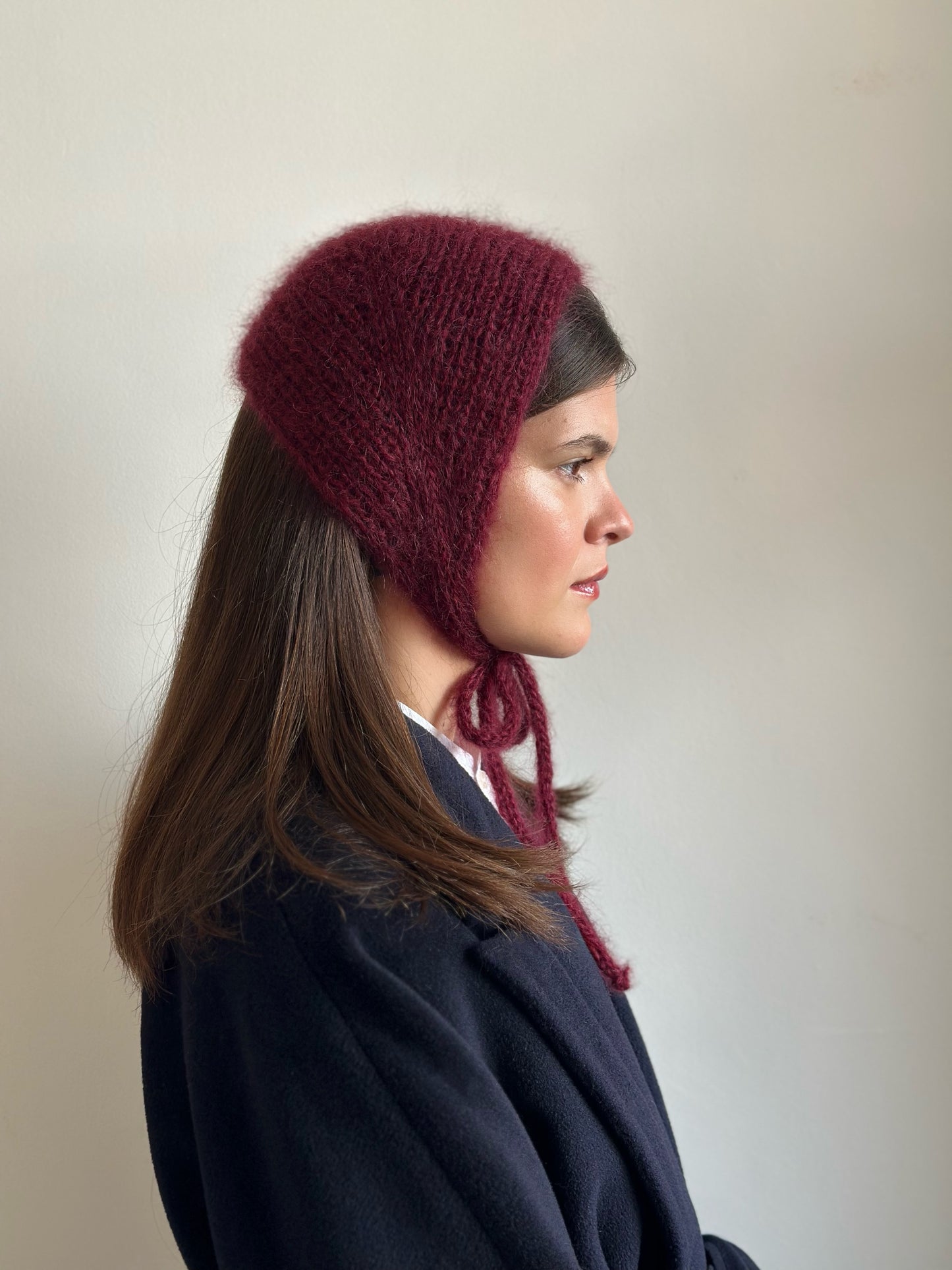 Handmade Silk & Mohair Bonnet -  Deep Merlot