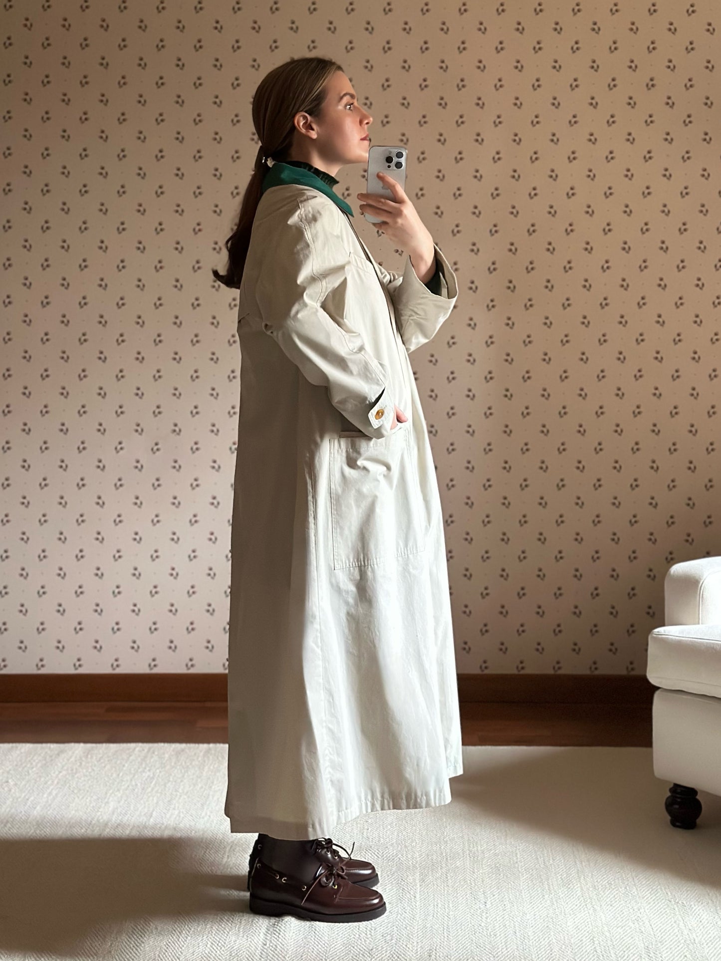 Vintage Green Collar Korean Trench Coat