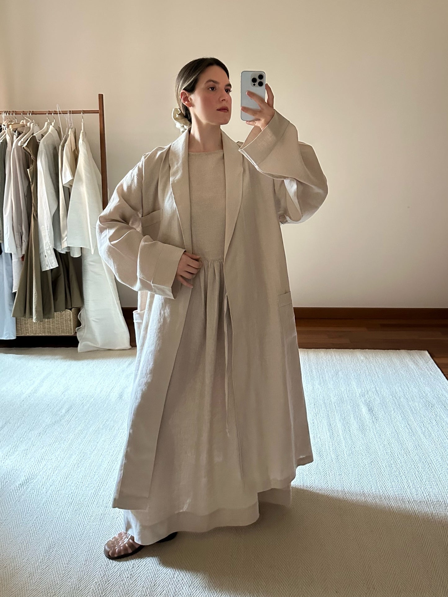 Frette 100% Linen Sand Beige Robe