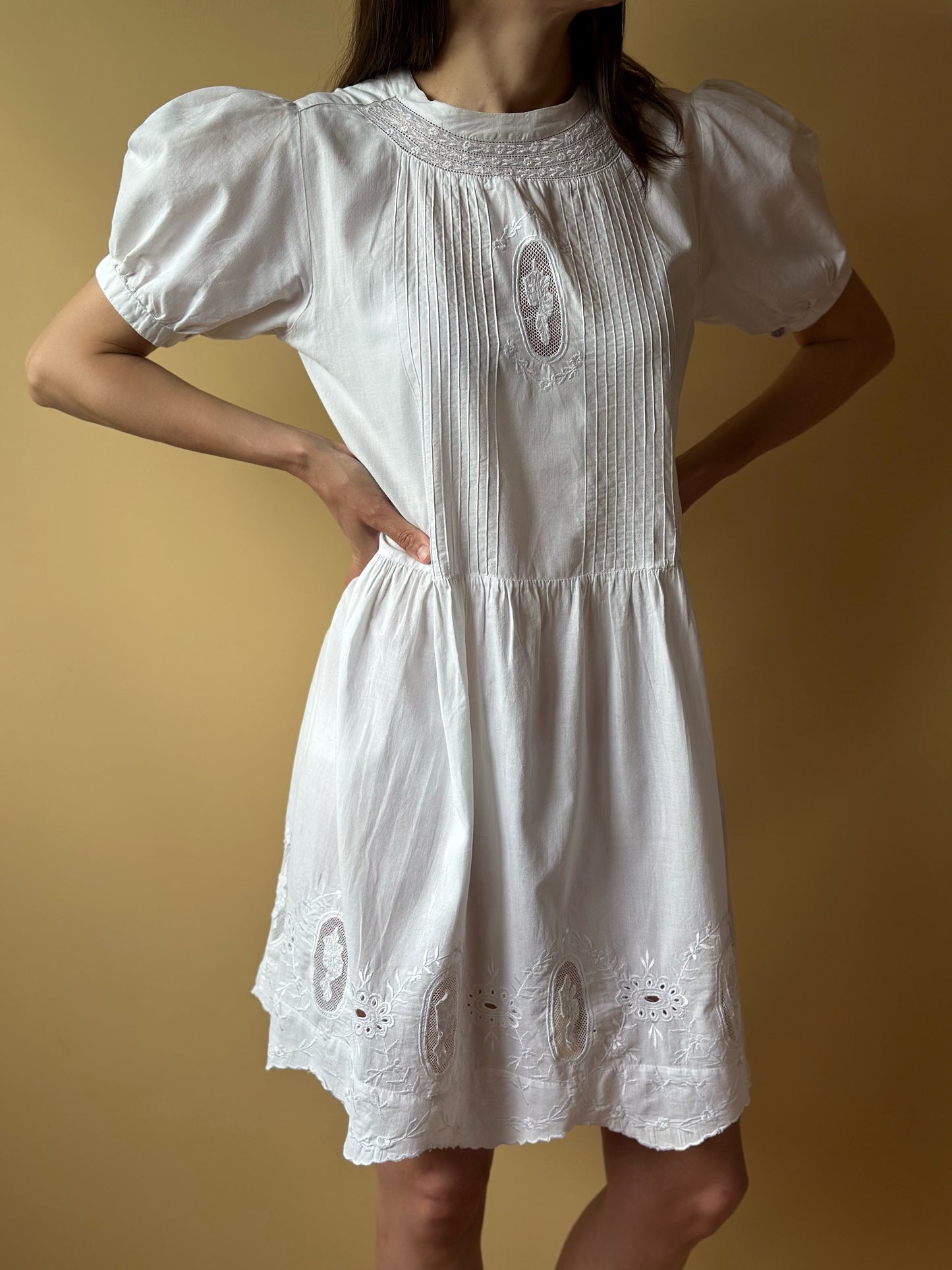 Vintage Puff Sleeves Romantic Mini Dress