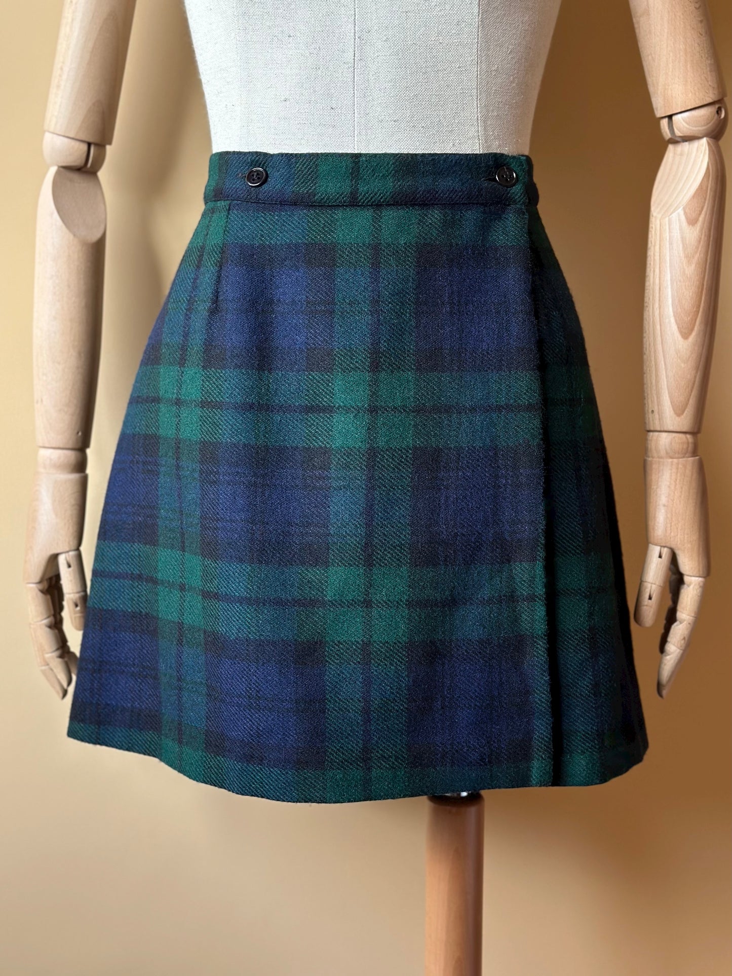 Vintage Tartan Wrap-Up Mini Skirt