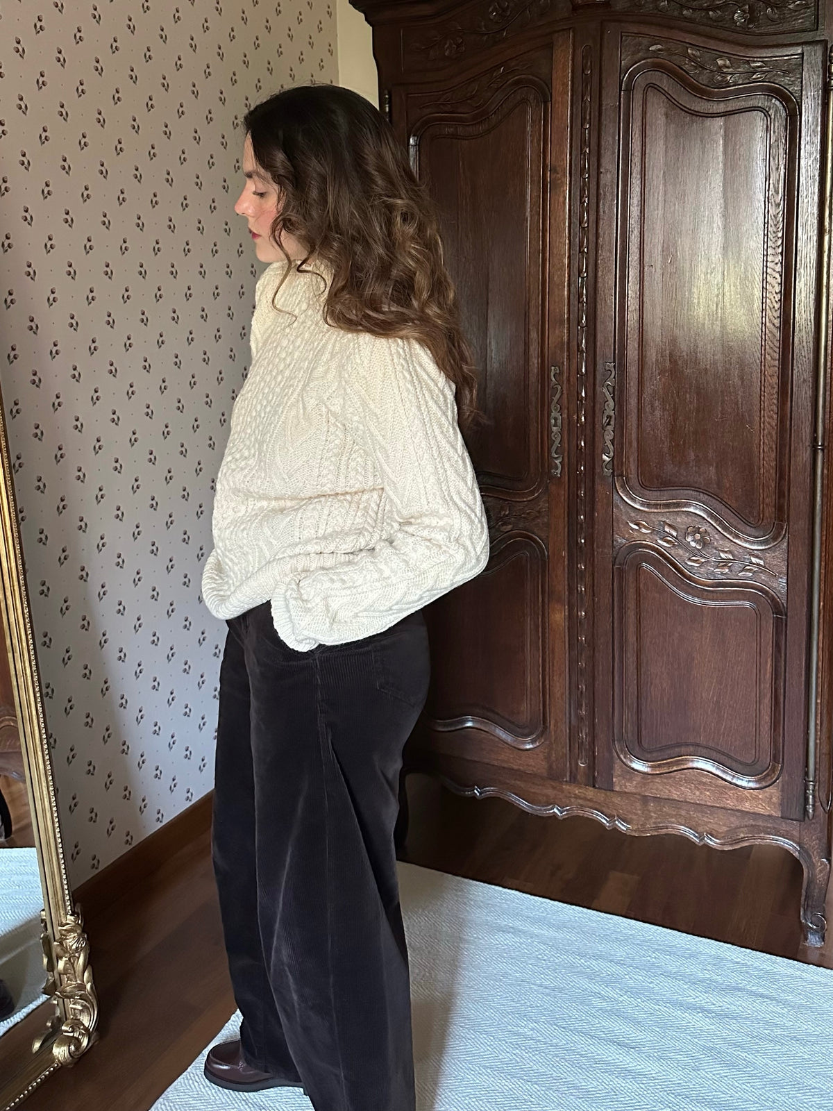 Ralph Lauren White Hand Knit 100% Wool Sweater