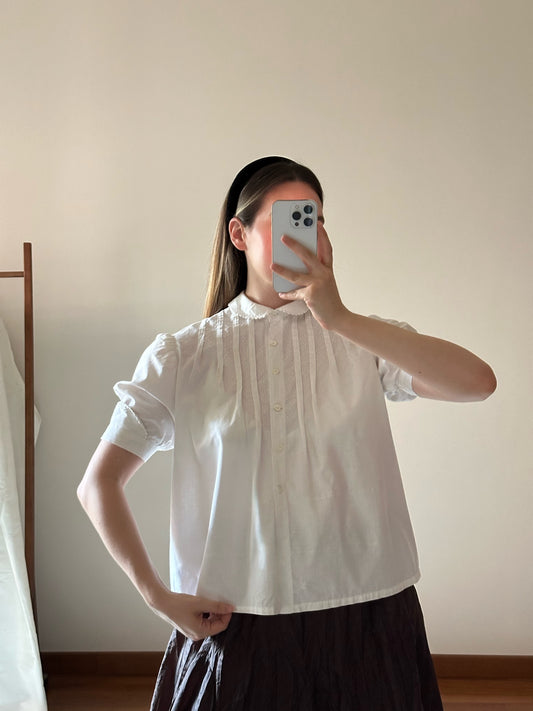 Romantic Short Sleeved White Blouse