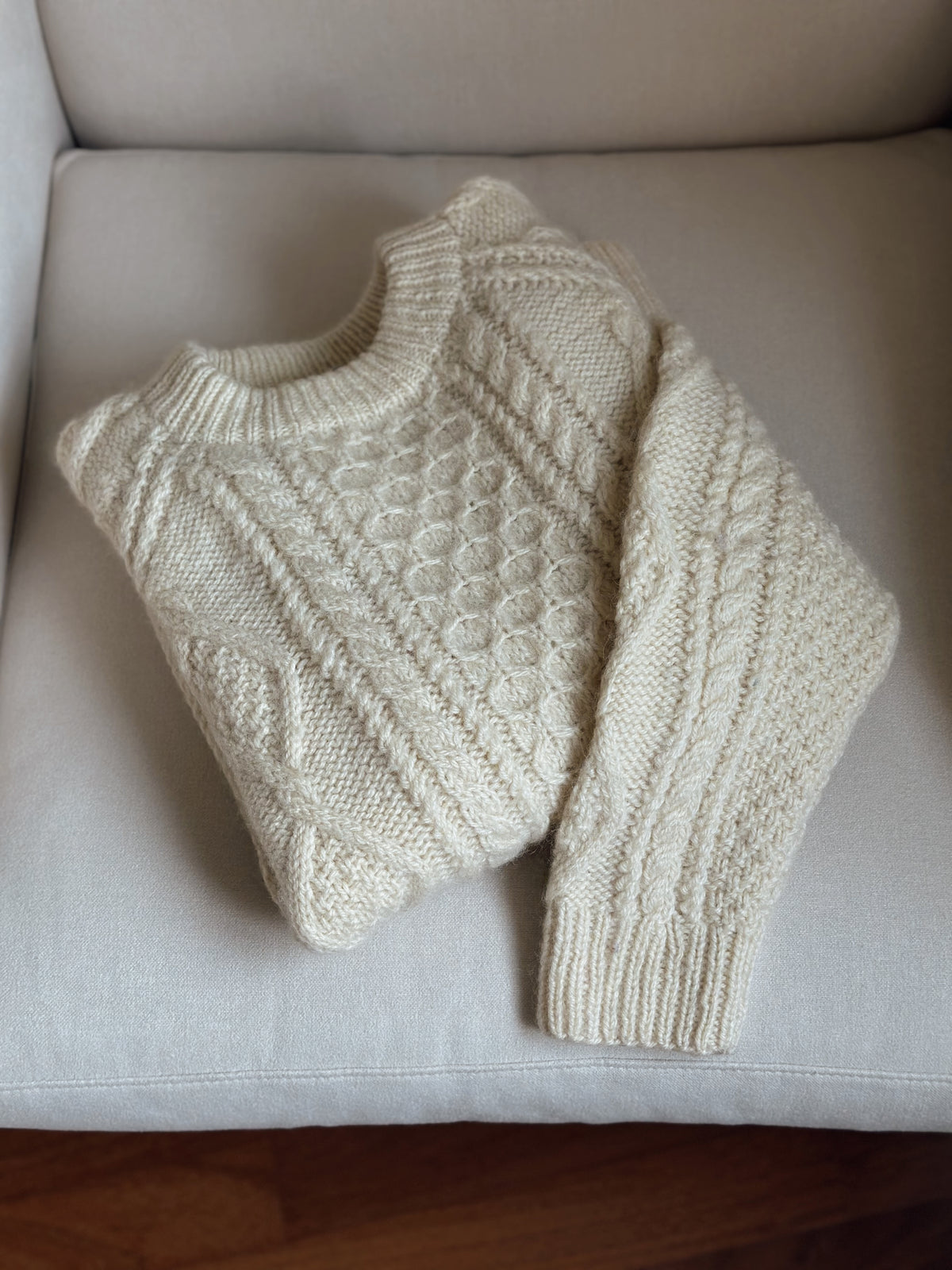 White Irish Cable Knit Sweater