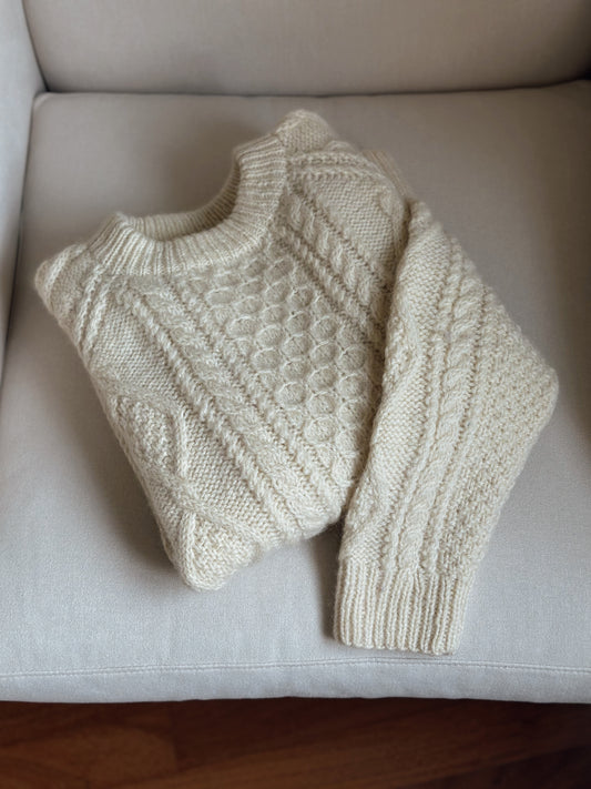 White Irish Cable Knit Sweater