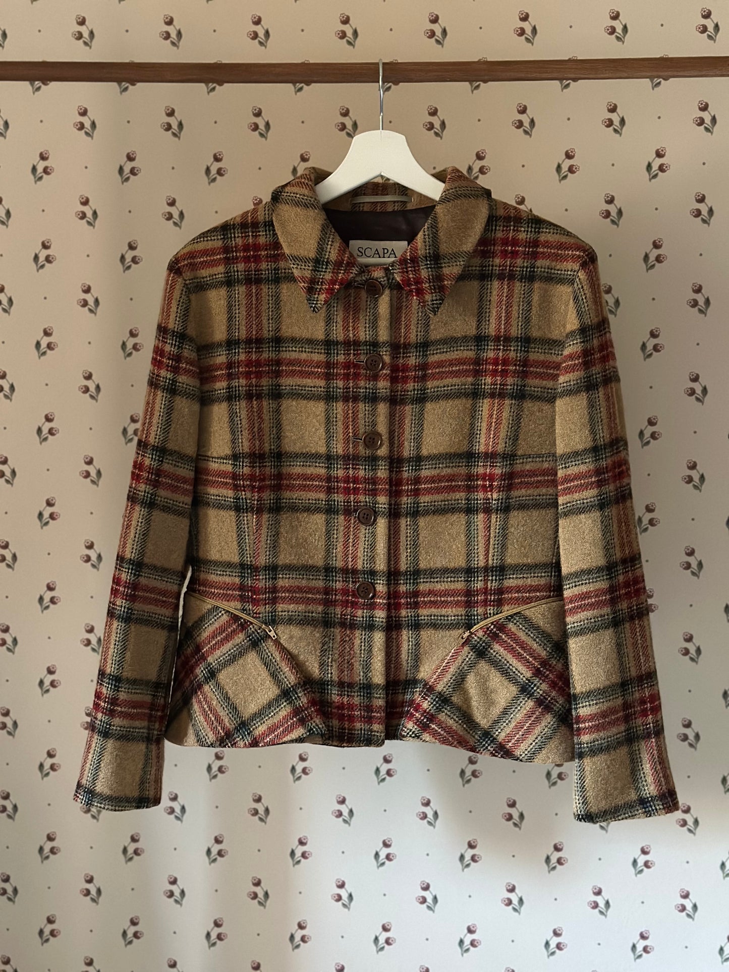 Vintage Check Wool Jacket With Basque